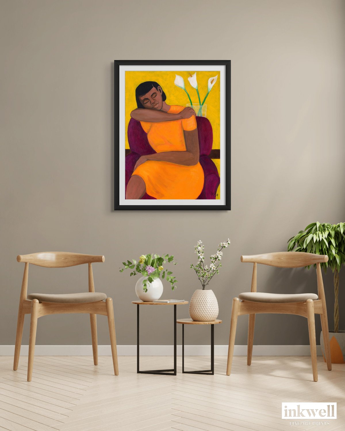 A Quiet Moment - Framed Fine Art Print - relaxing artwork - framed print above chairs