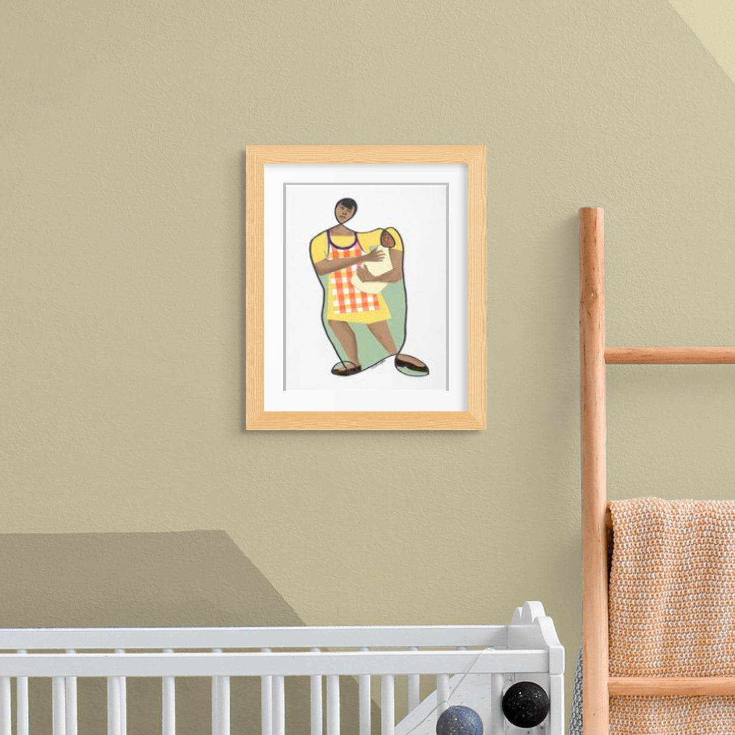 Mama's Little Baby - Continuous Line Fine Print - Black Motherhood Art - hung over crib