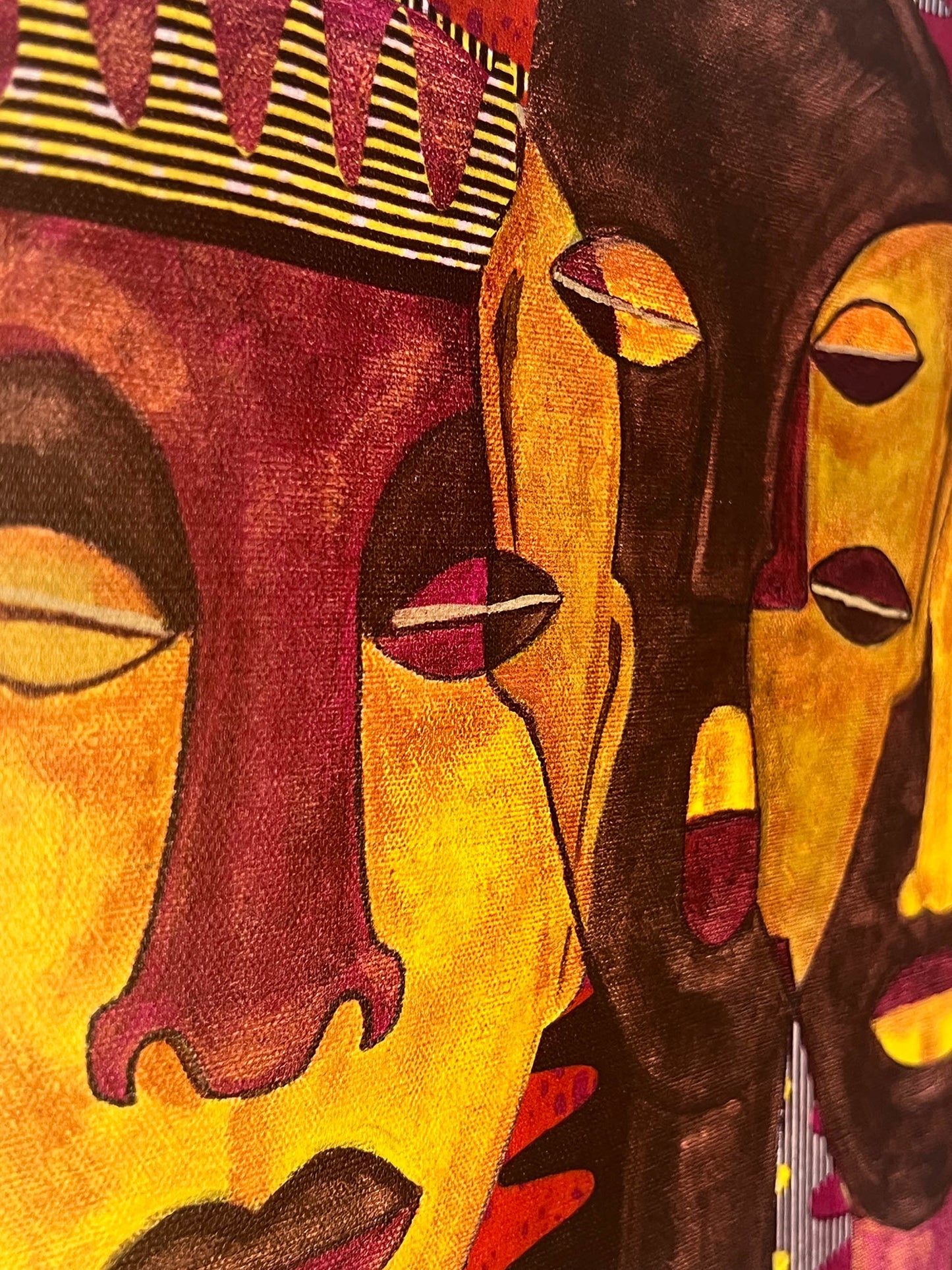 All Hail The Queen - Canvas Afrocentric Art Print - details of the faces