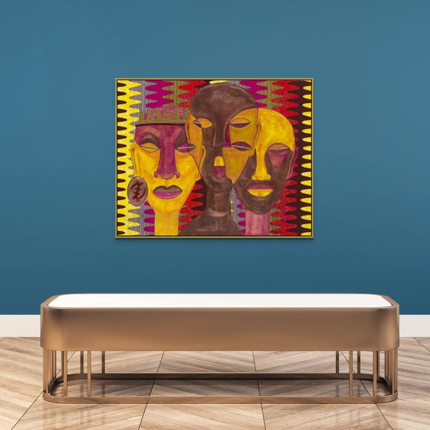 All Hail The Queen - Mixed Media Art Print - in gallery with teal wall