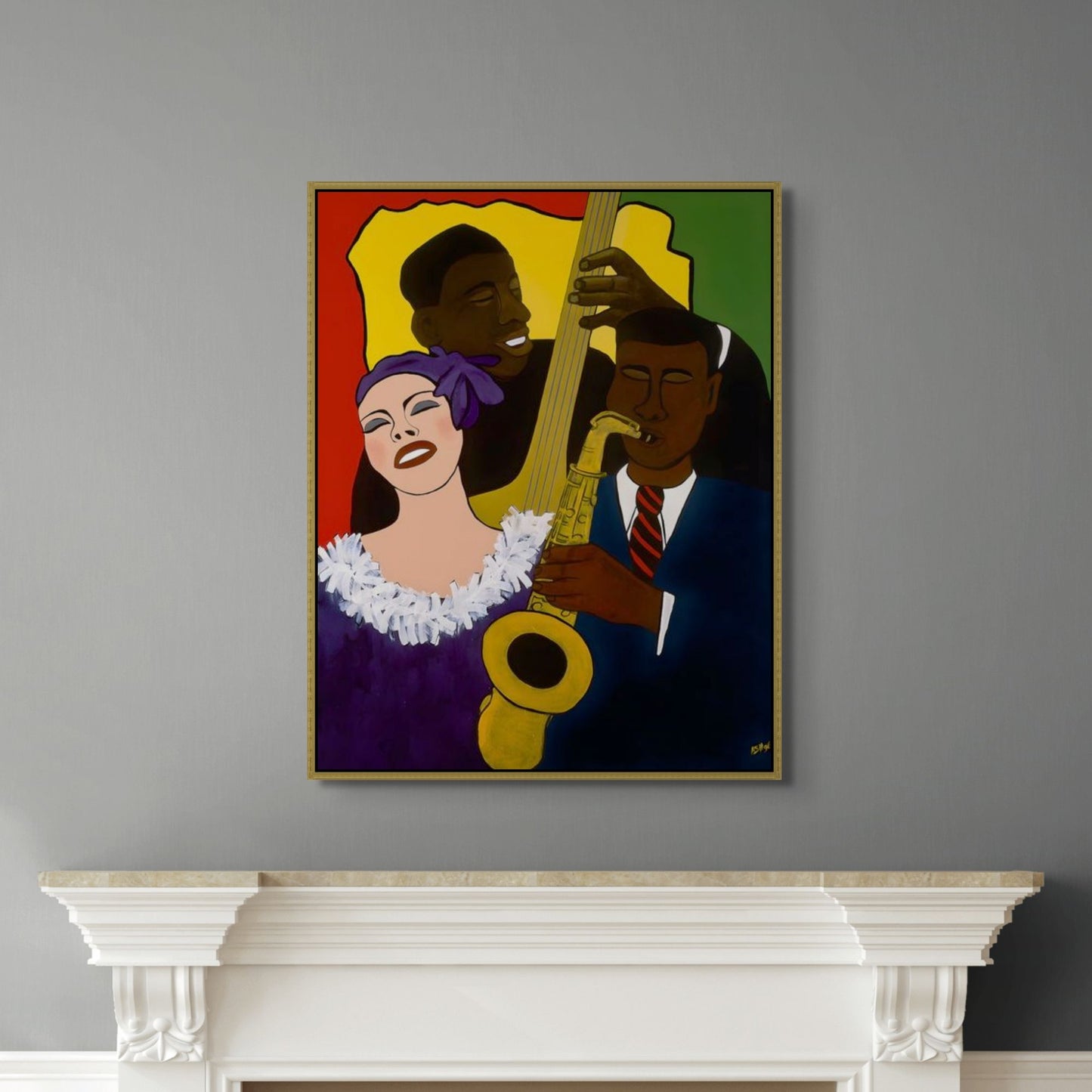 Feelin' The Rhythm - Framed Stretched Canvas Print - Black Jazz Art - A. S. Hodges art