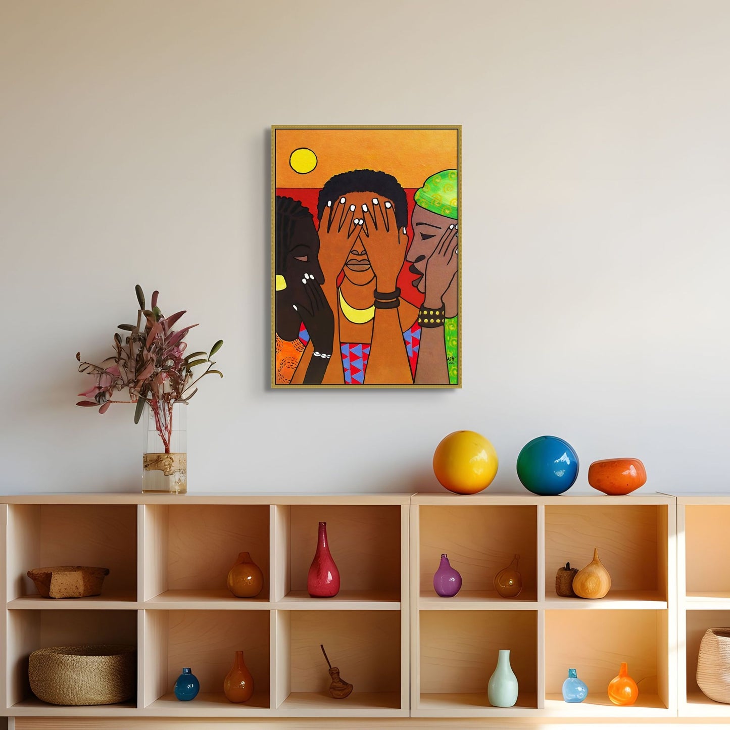 Hear No Evil, Speak No Evil, See No Evil - Framed Canvas Print - Women empowerment art - black american painter