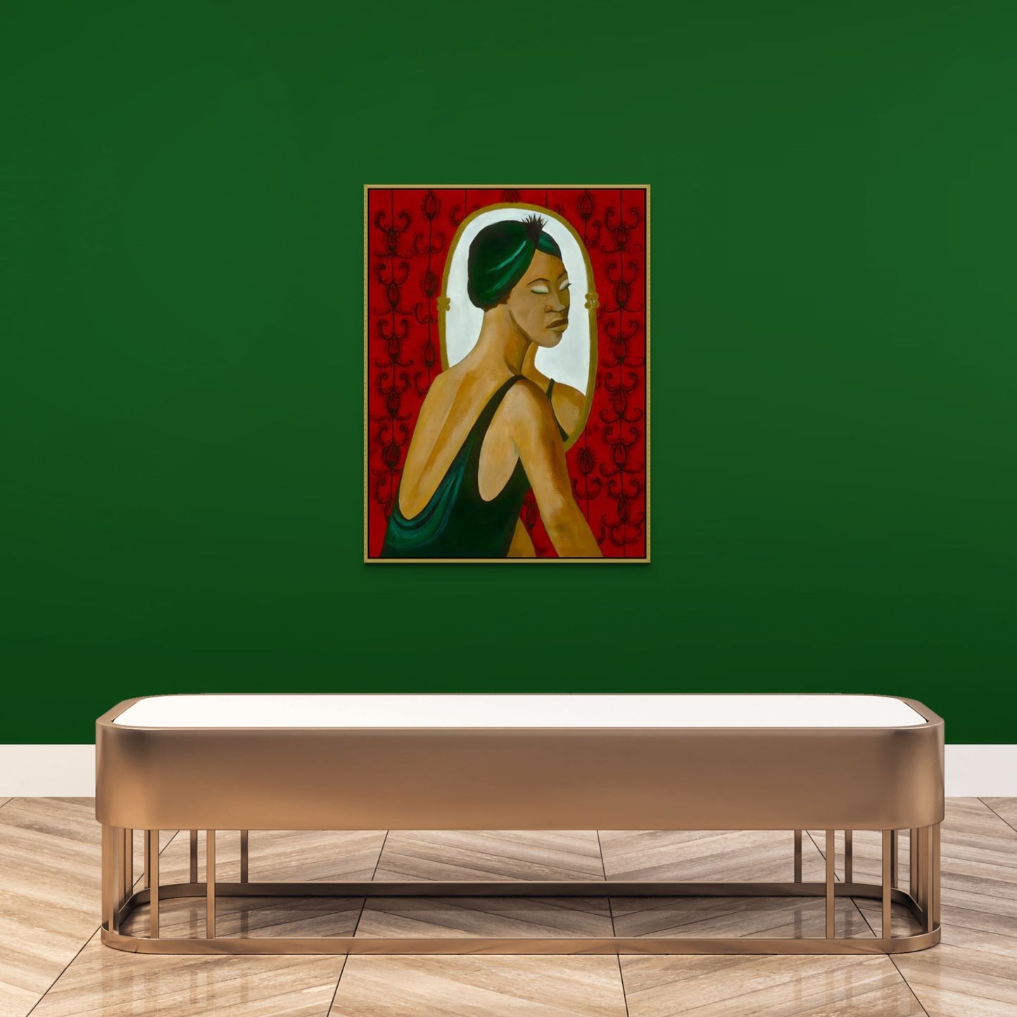 Woman in the Mirror - Framed Stretched Canvas Print - Antionette's Artistry