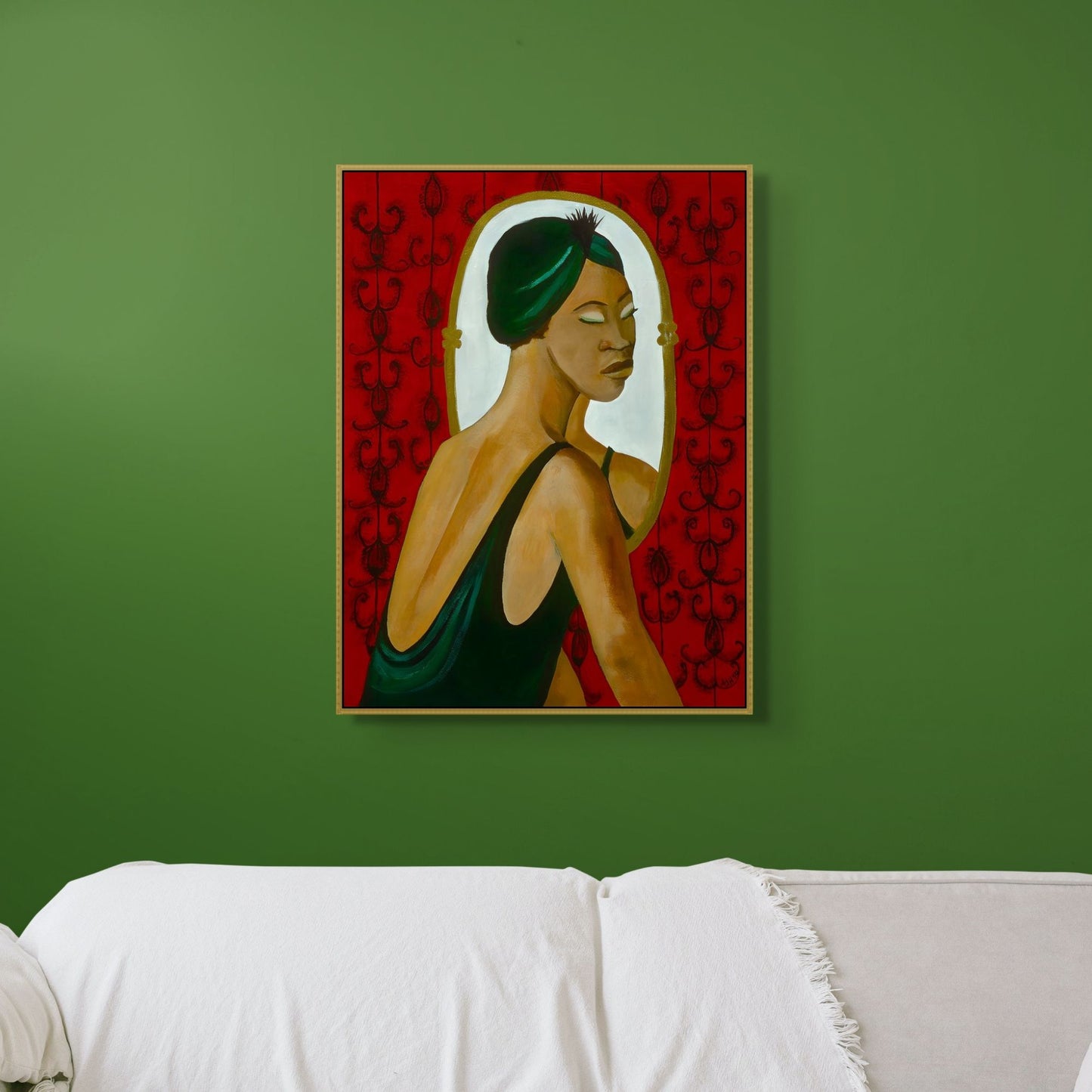 Woman in the Mirror - Framed Stretched Canvas Print - Antionette's Artistry