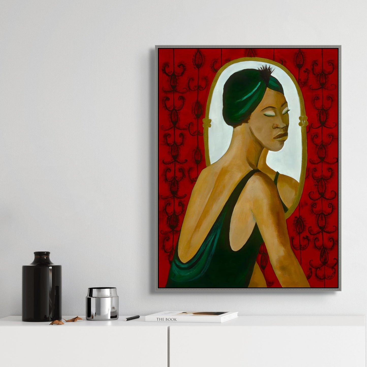 Woman in the Mirror - Framed Stretched Canvas Print - Antionette's Artistry