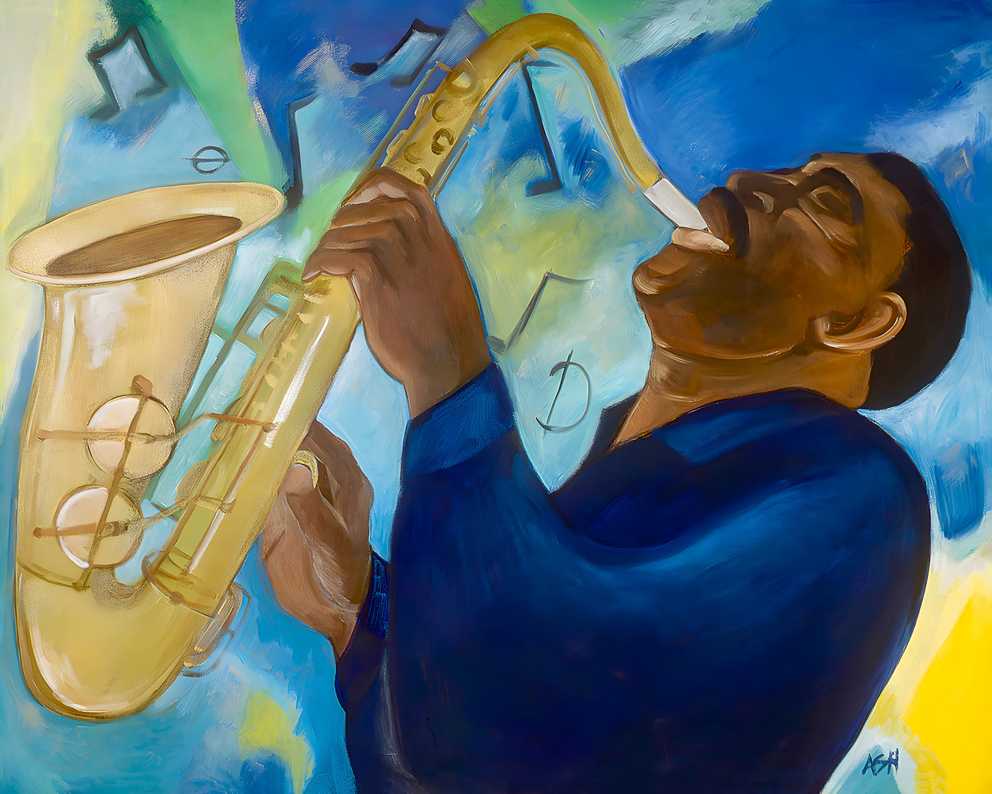 Groovin' - Framed Canvas Print - Art for Jazz Music lovers - Antionette simmons hodges figurative