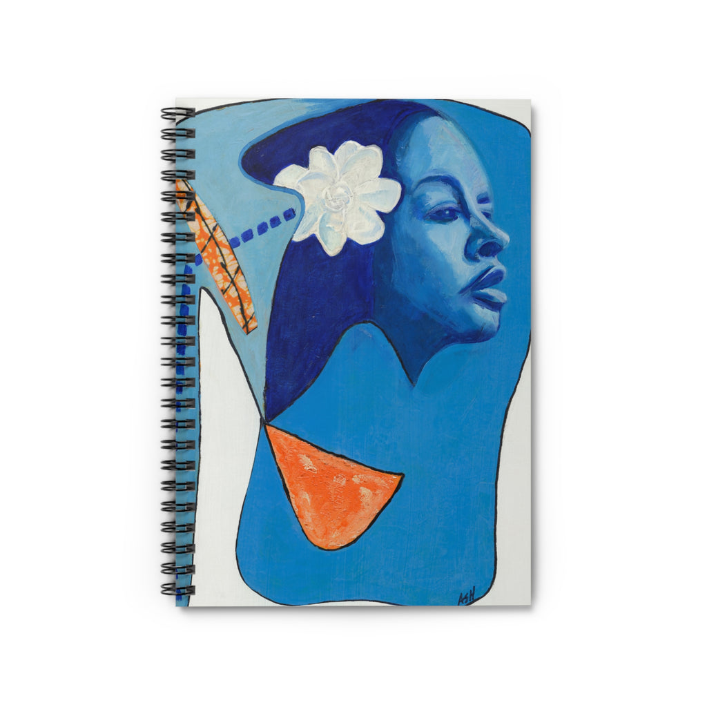 Jazz Singer Portrait Spiral Notebook | Billie Holiday Inspired Art, Ruled Journal, 6"x8"