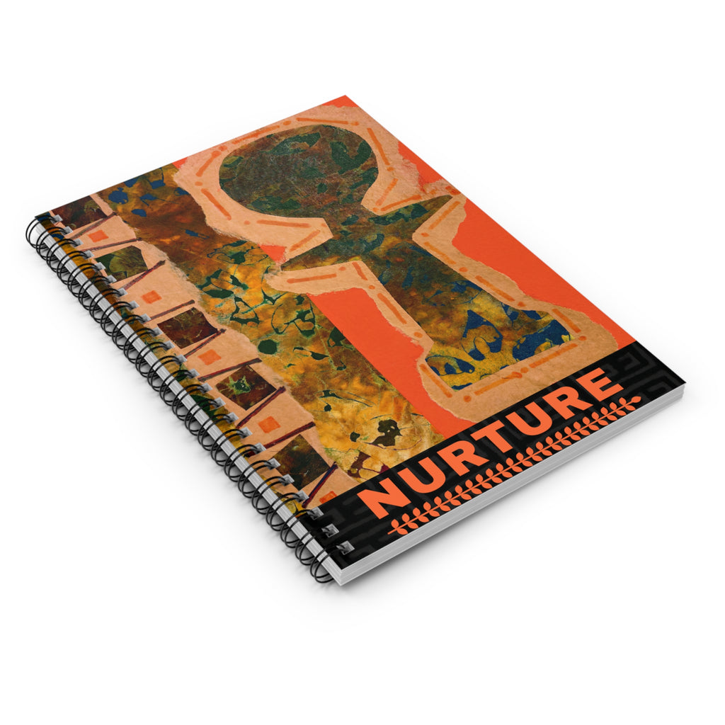Nurture Afrocentric Spiral Notebook | Mixed Media Art Journal, Ruled 6"x8"