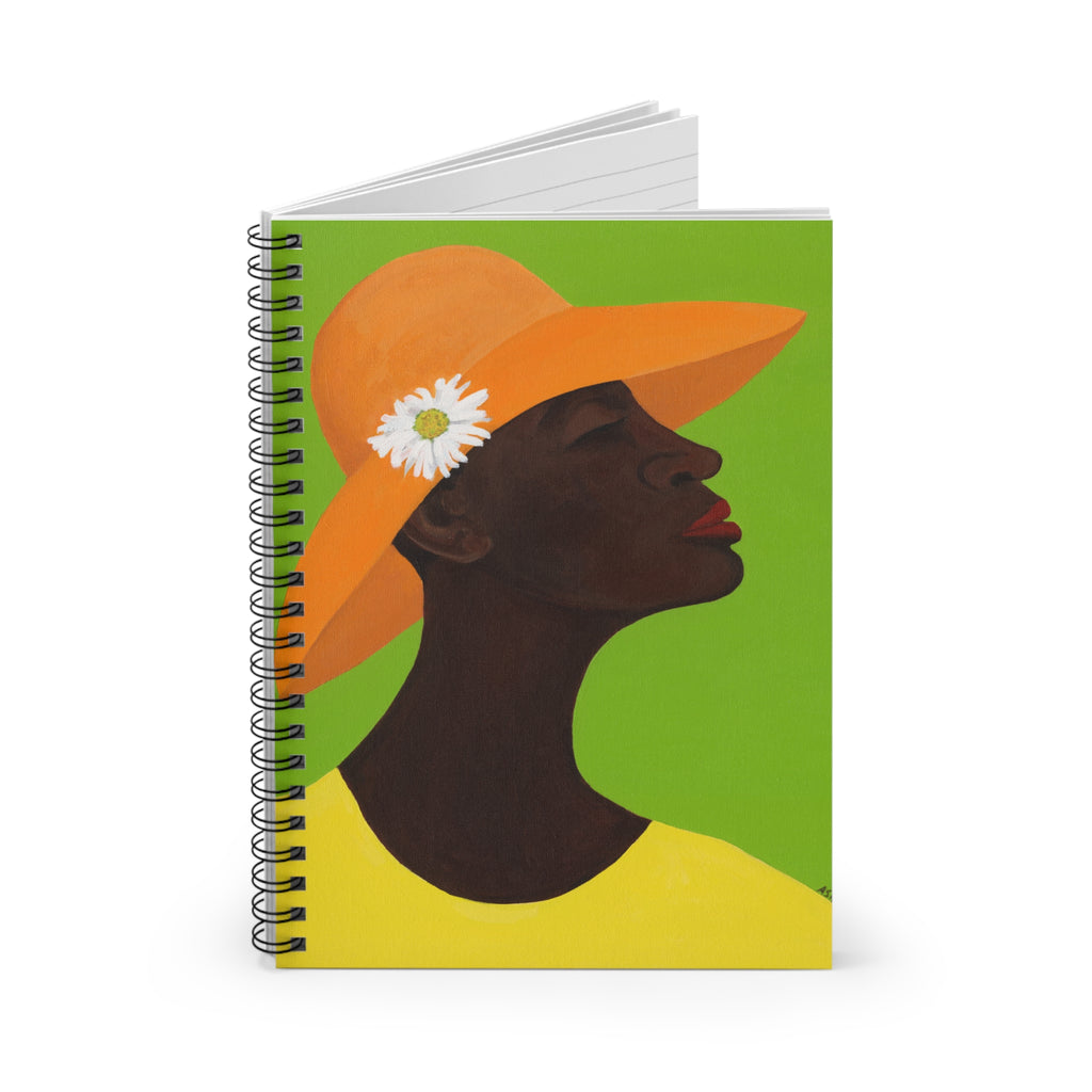 Annabelle's New Hat Spiral Notebook | Black Woman Church Hat Art, Ruled Journal, 6"x8"