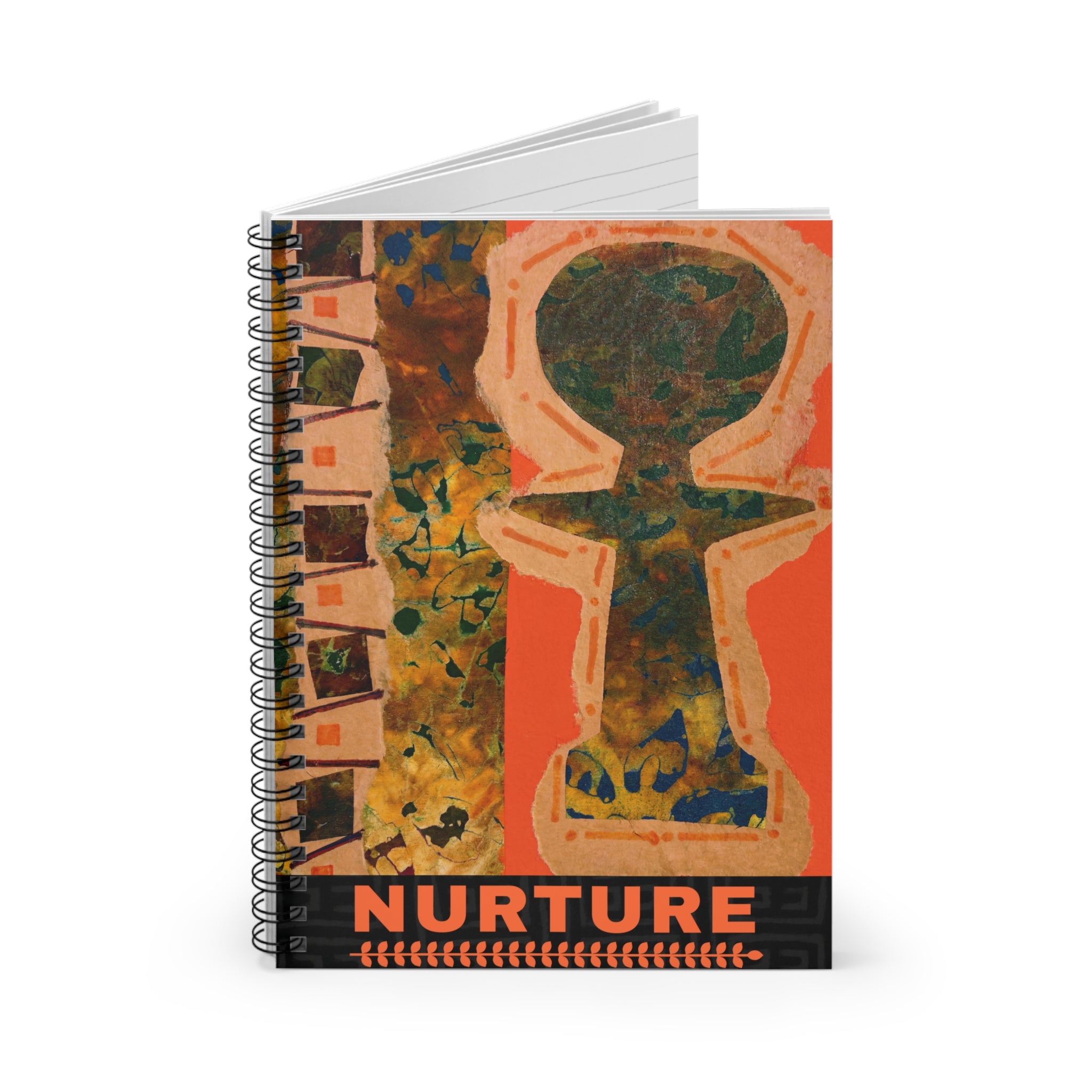 Nurture Afrocentric Spiral Notebook | Mixed Media Art Journal, Ruled 6"x8"