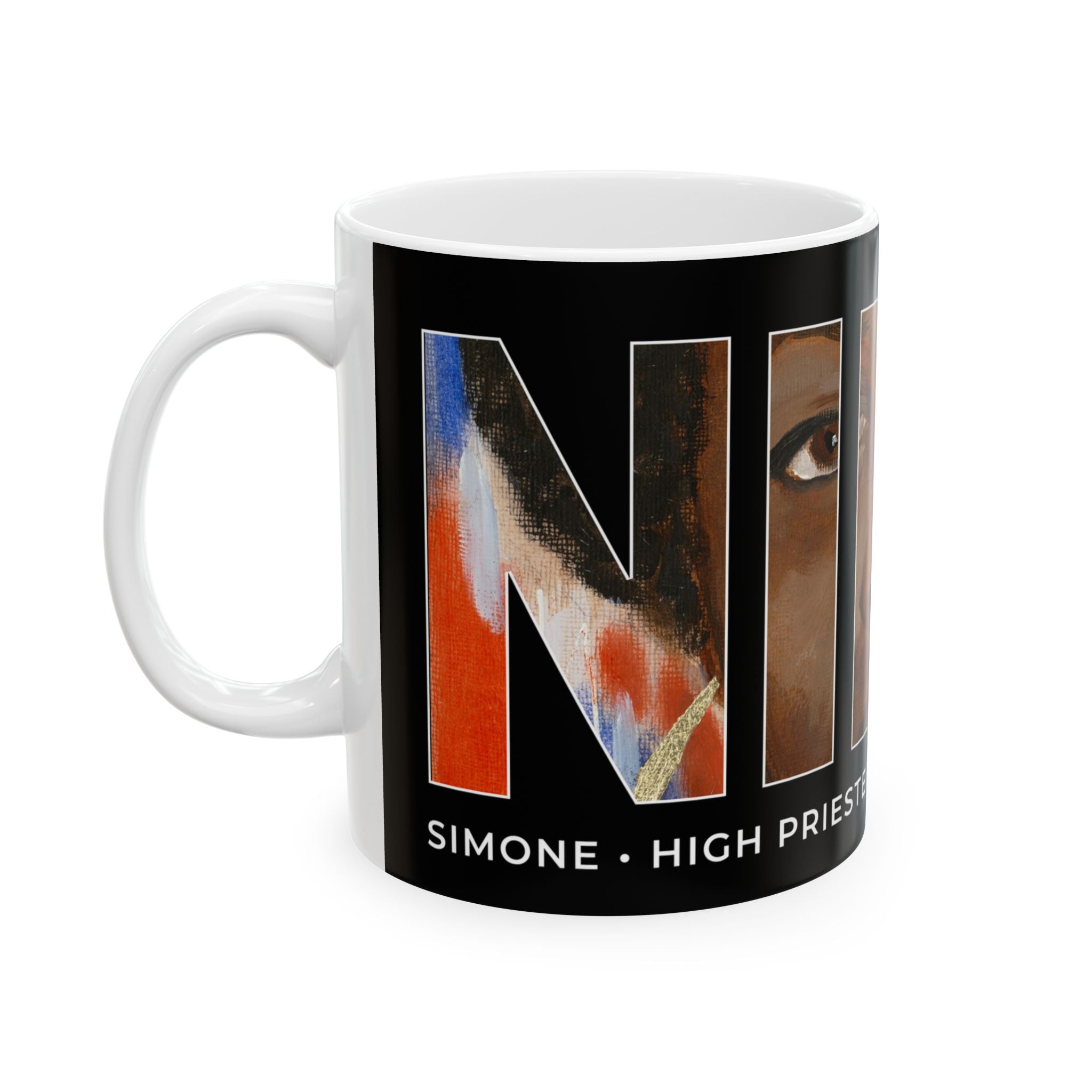 Nina Simone ceramic mug 11oz product view — Art Is Power Vol. I by Inkwell Fine Art Prints