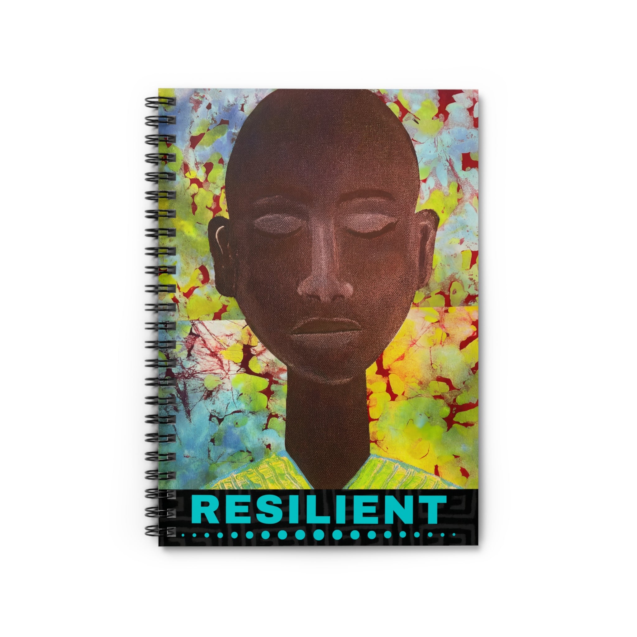 Resilient Afrocentric Spiral Notebook | Mixed Media Art Journal, Ruled 6"x8"