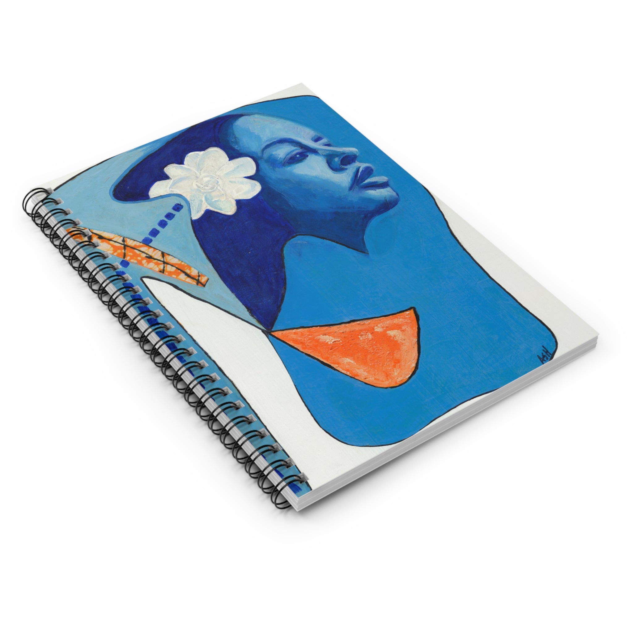 Jazz Singer Portrait Spiral Notebook | Billie Holiday Inspired Art, Ruled Journal, 6"x8"