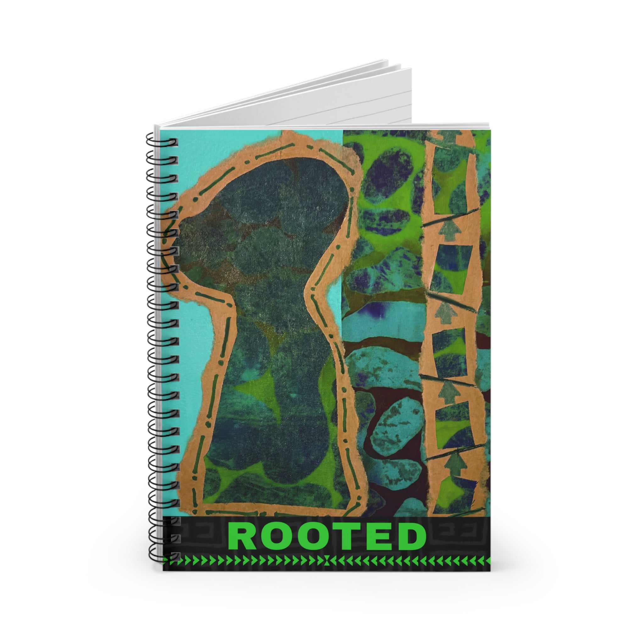 Rooted Afrocentric Spiral Notebook | Mixed Media Art Journal, Ruled 6"x8"