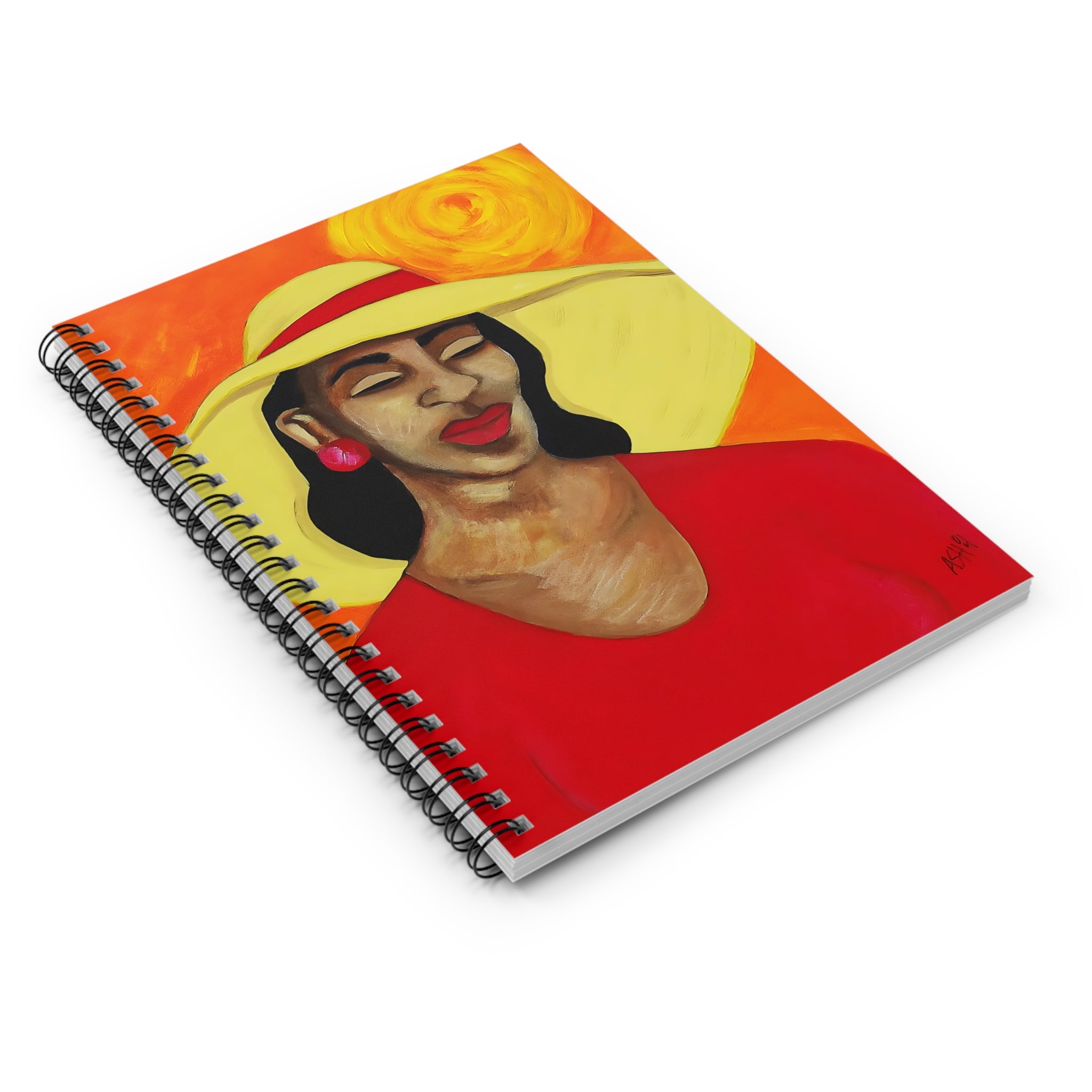 Red Dress Portrait Spiral Notebook | African American Woman Art, Lined Journal, 6"x8"