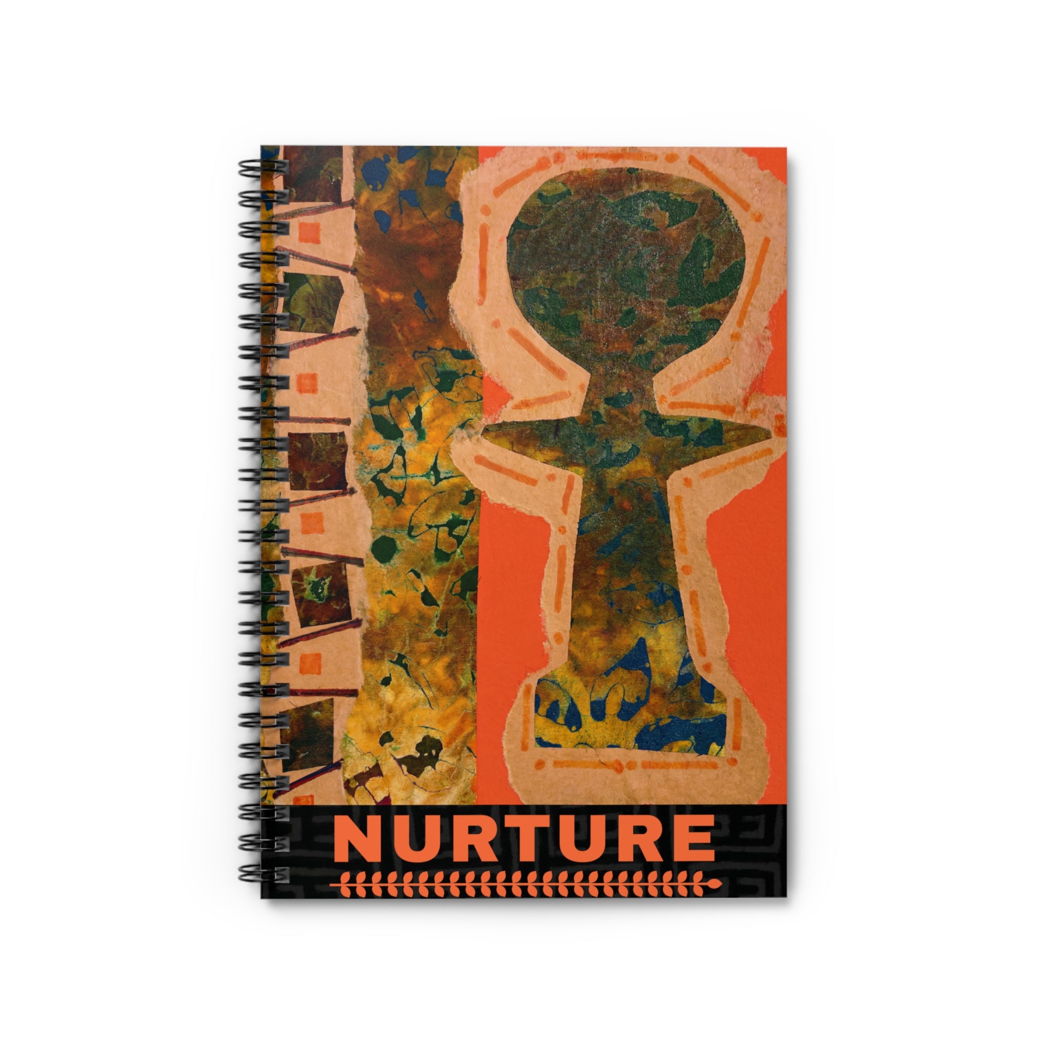 Nurture Afrocentric Spiral Notebook | Mixed Media Art Journal, Ruled 6"x8"