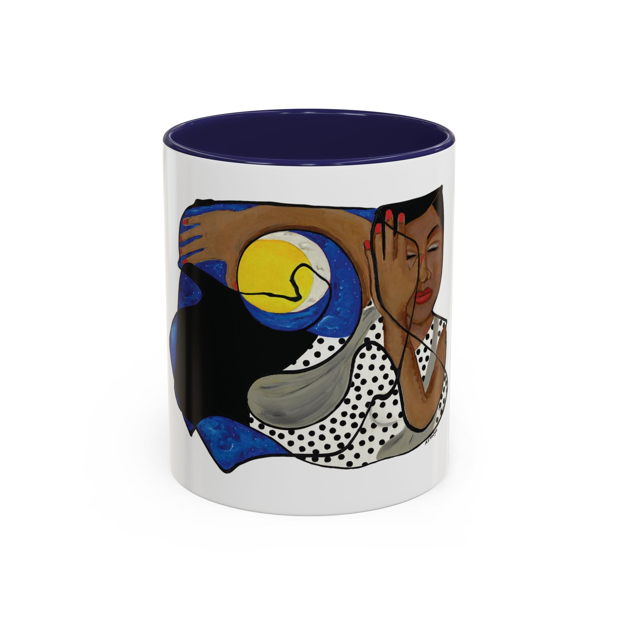 One with the Universe Cosmic Art Mug - Spiritual Black Woman Art Ceramic Mug - Celestial Gift