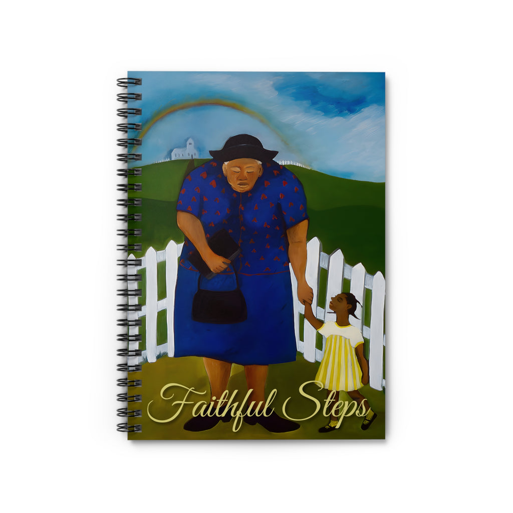 Goin' To Church Spiral Notebook | Black Church Art, Faith Journal, Ruled 6"x8"