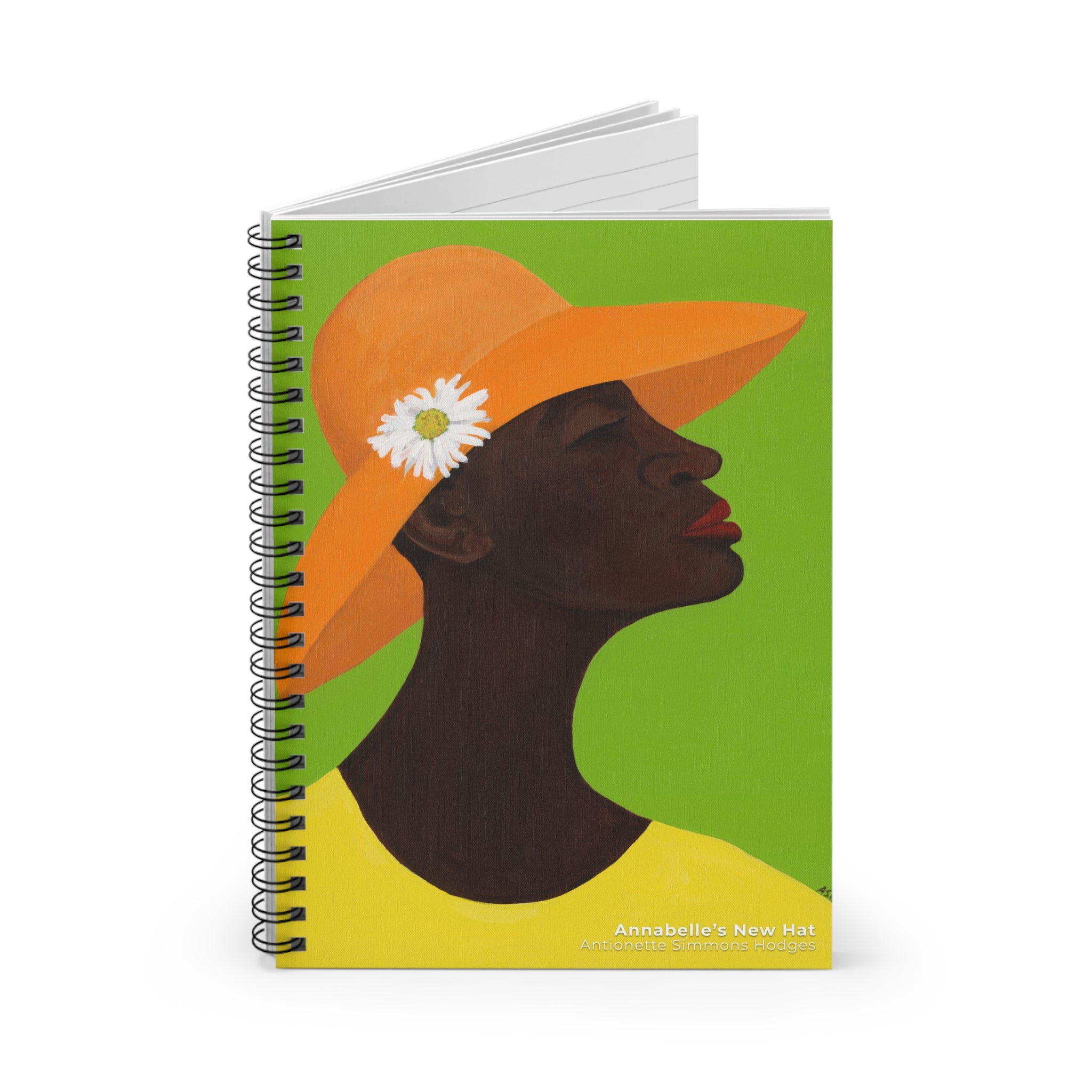 Orange Sun Hat Spiral Notebook | Black Woman Portrait Art, Lined Journal, 6"x8"