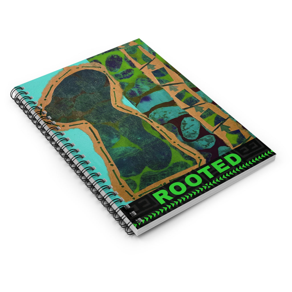 Rooted Afrocentric Spiral Notebook | Mixed Media Art Journal, Ruled 6"x8"