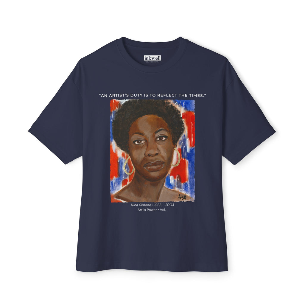 Nina Simone tribute tee on-body product reference — Art Is Power Vol. I | Inkwell Fine Art Prints