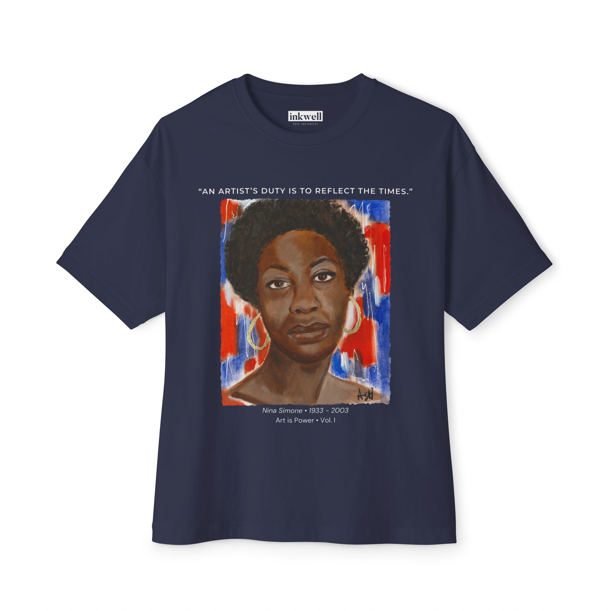 Nina Simone tribute tee on-body product reference — Art Is Power Vol. I | Inkwell Fine Art Prints