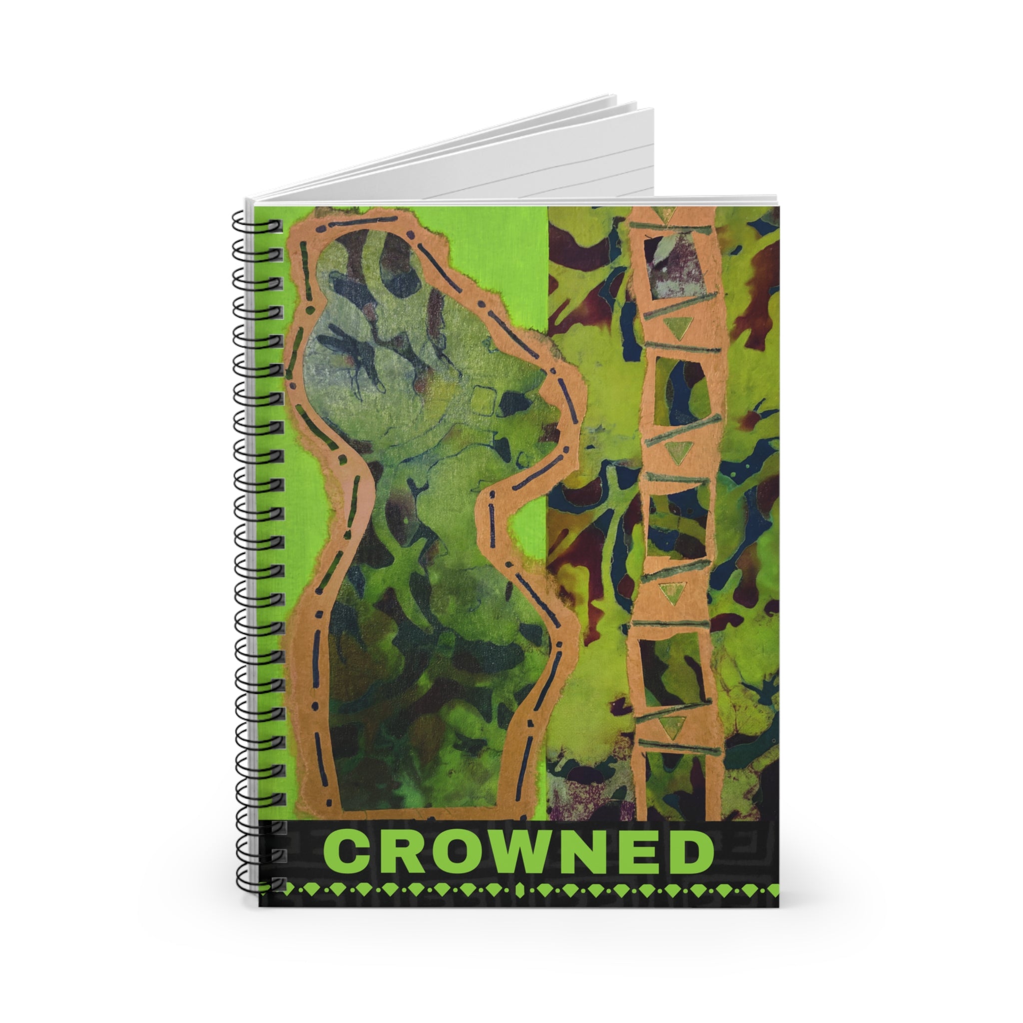 Crowned Afrocentric Spiral Notebook | Bold Art Journal, Ruled 6"x8"