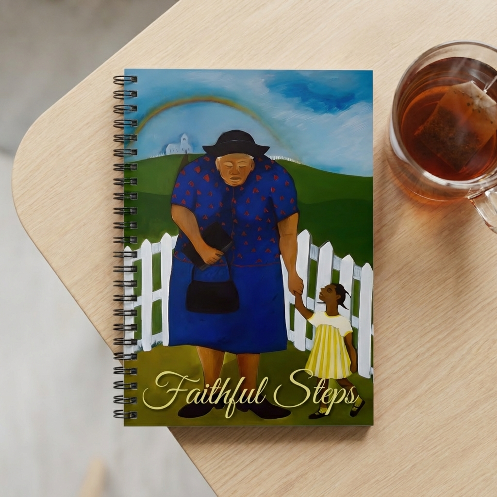 Goin' To Church Spiral Notebook | Black Church Art, Faith Journal, Ruled 6"x8"