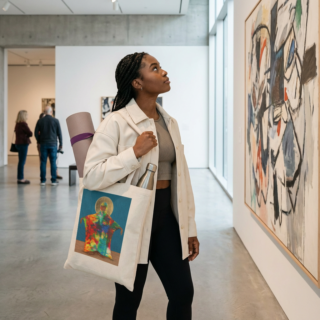 Mother Earth Art Tote Bag | Afrofuturist Divine Feminine | Black Spiritual Art | Cotton Canvas