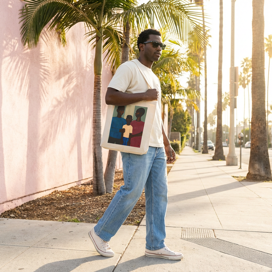 Black Family Art Tote Bag | The Family by African American Artist | Cotton Canvas Gift for Parents
