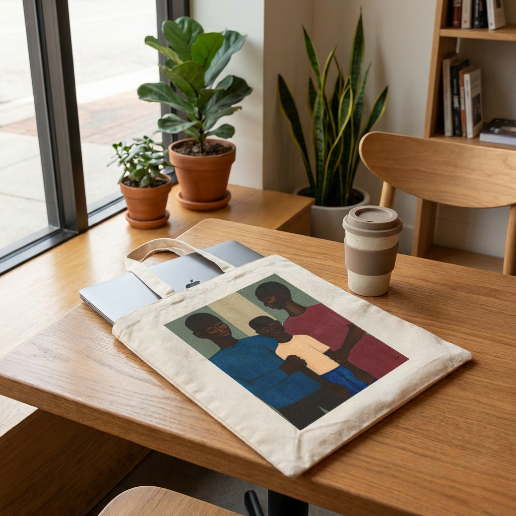 Black Family Art Tote Bag | The Family by African American Artist | Cotton Canvas Gift for Parents