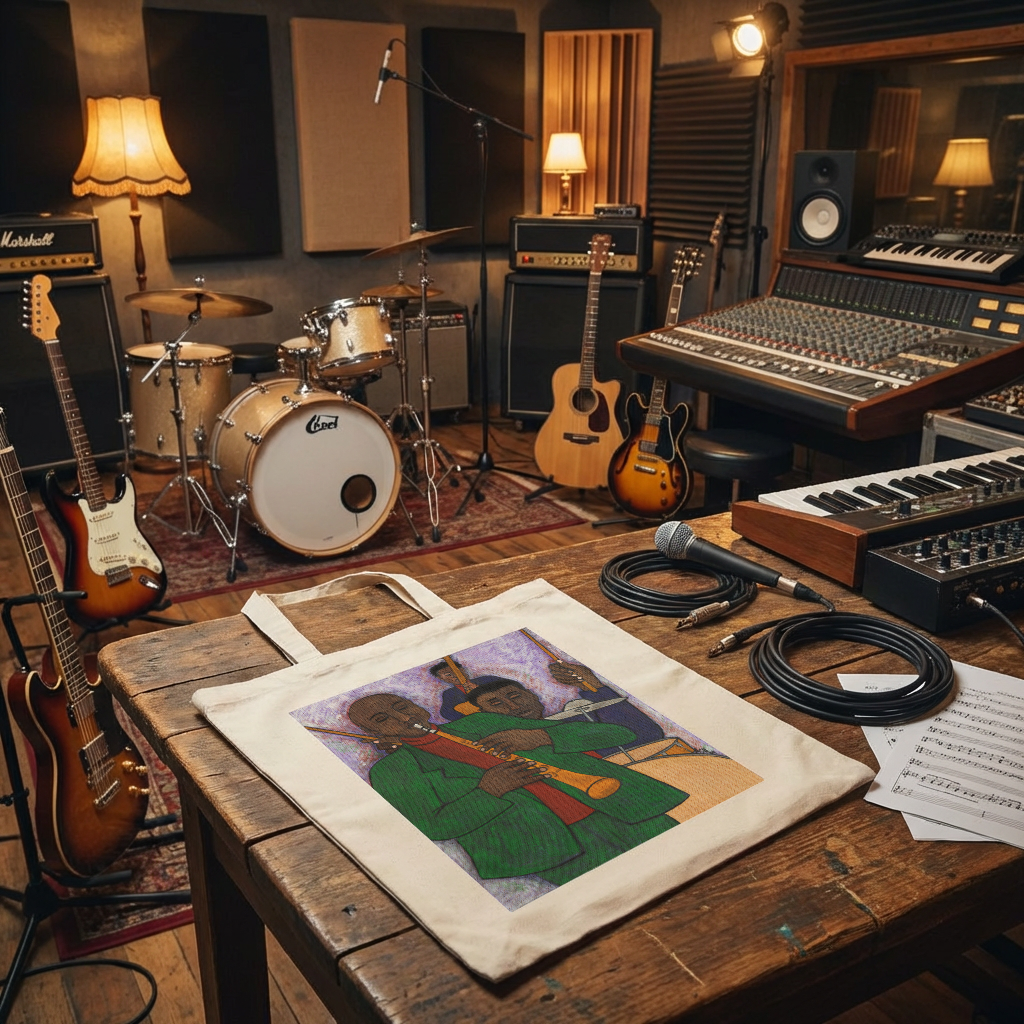 Jazz Art Tote Bag  | Three Musicians Black Music Art | African American Artist | Cotton Canvas Gift