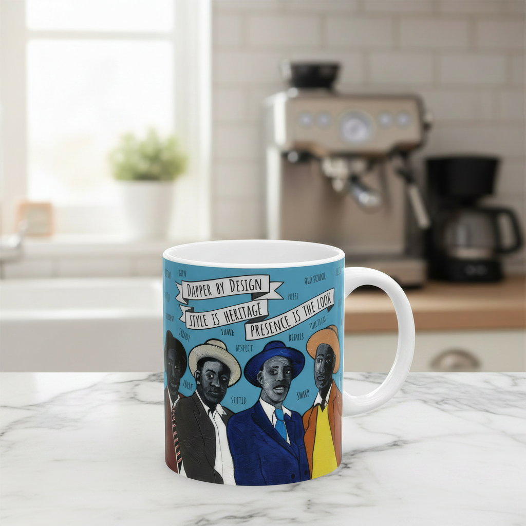 Dapper by Design Black Art Mug (11oz) - Father’s Day Gift - Juneteenth - Groomsmen Mug