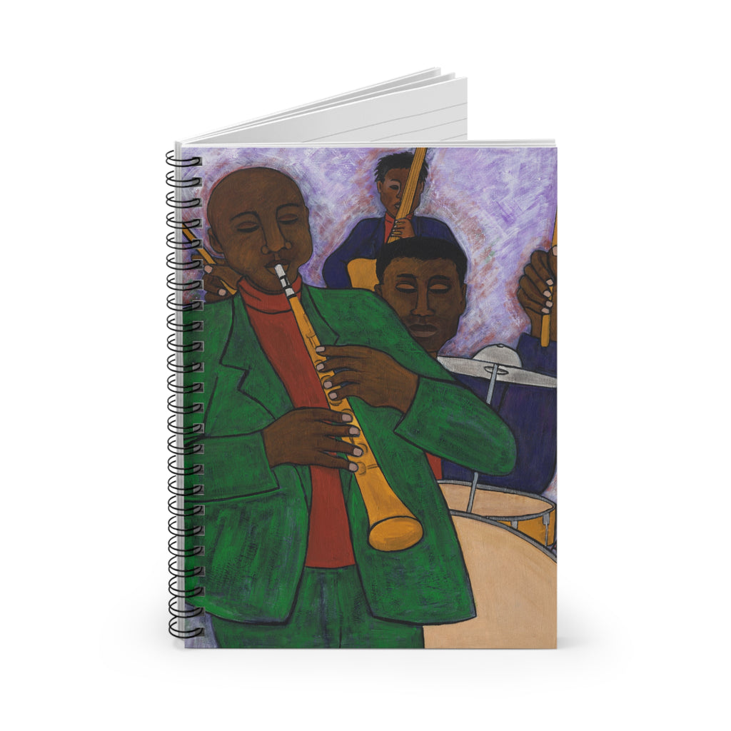 The Three Musicians Jazz Spiral Notebook | Black Music Art, Ruled Journal, 6"x8"