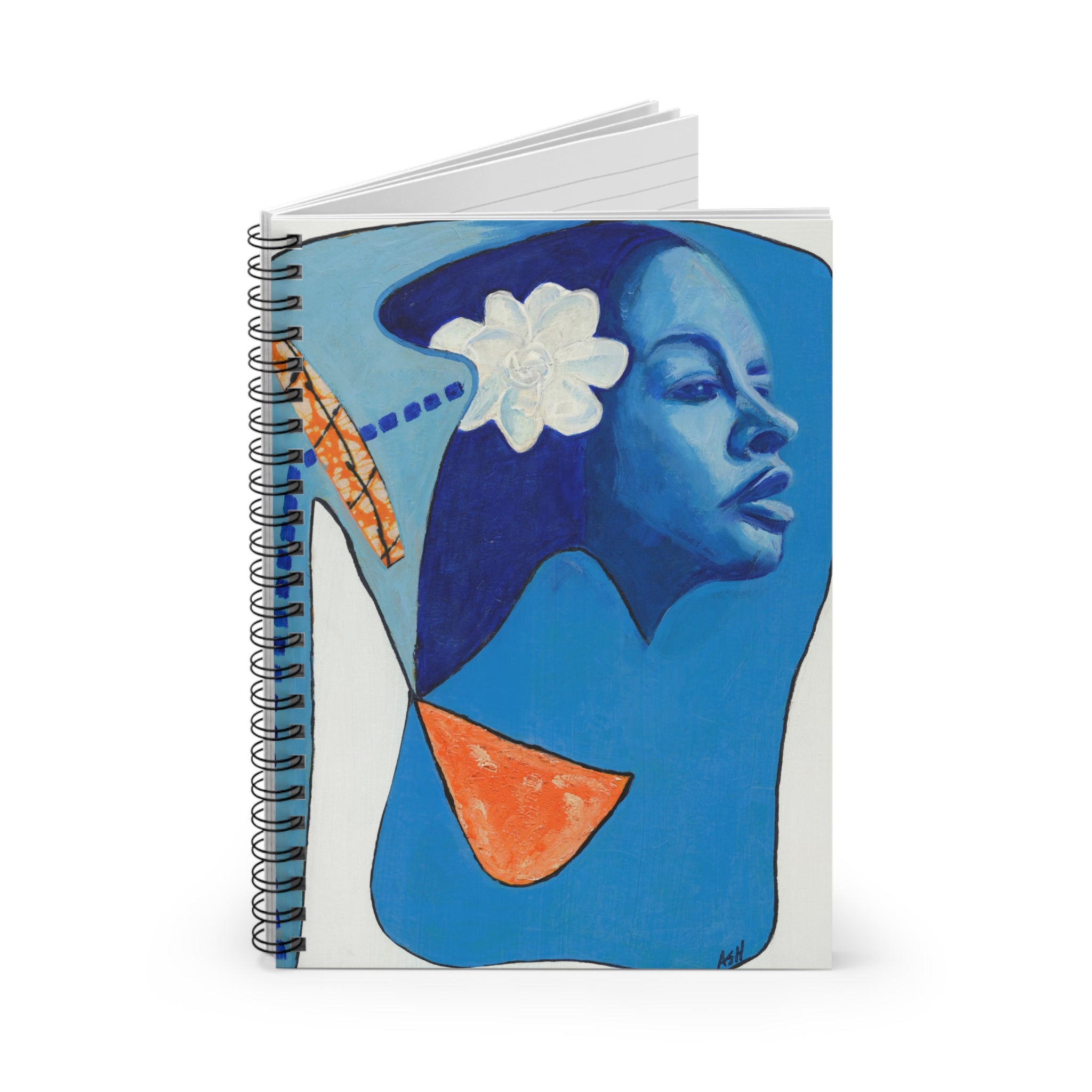 Jazz Singer Portrait Spiral Notebook | Billie Holiday Inspired Art, Ruled Journal, 6"x8"