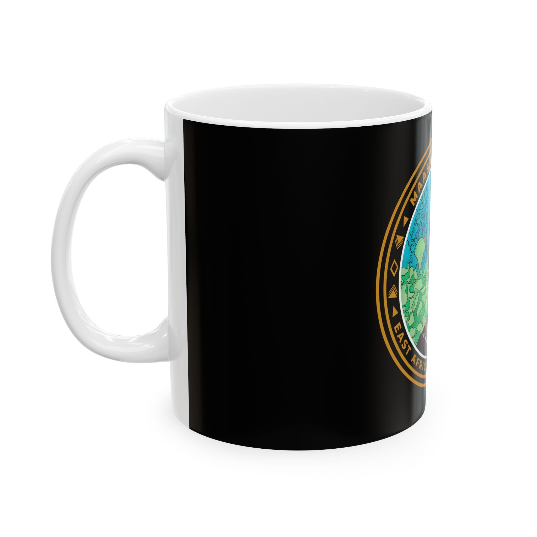 Maasai Warrior ceramic mug 11oz product view — Art Is Power Vol. I by Inkwell Fine Art Prints