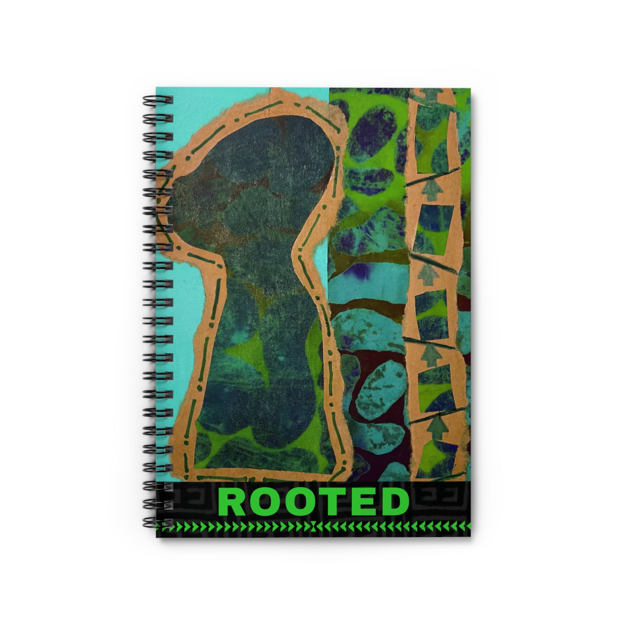 Rooted Afrocentric Spiral Notebook | Mixed Media Art Journal, Ruled 6"x8"