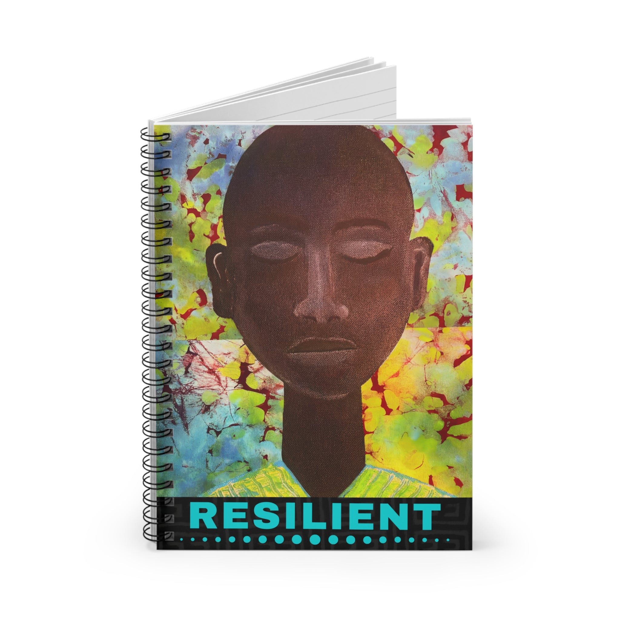 Resilient Afrocentric Spiral Notebook | Mixed Media Art Journal, Ruled 6"x8"