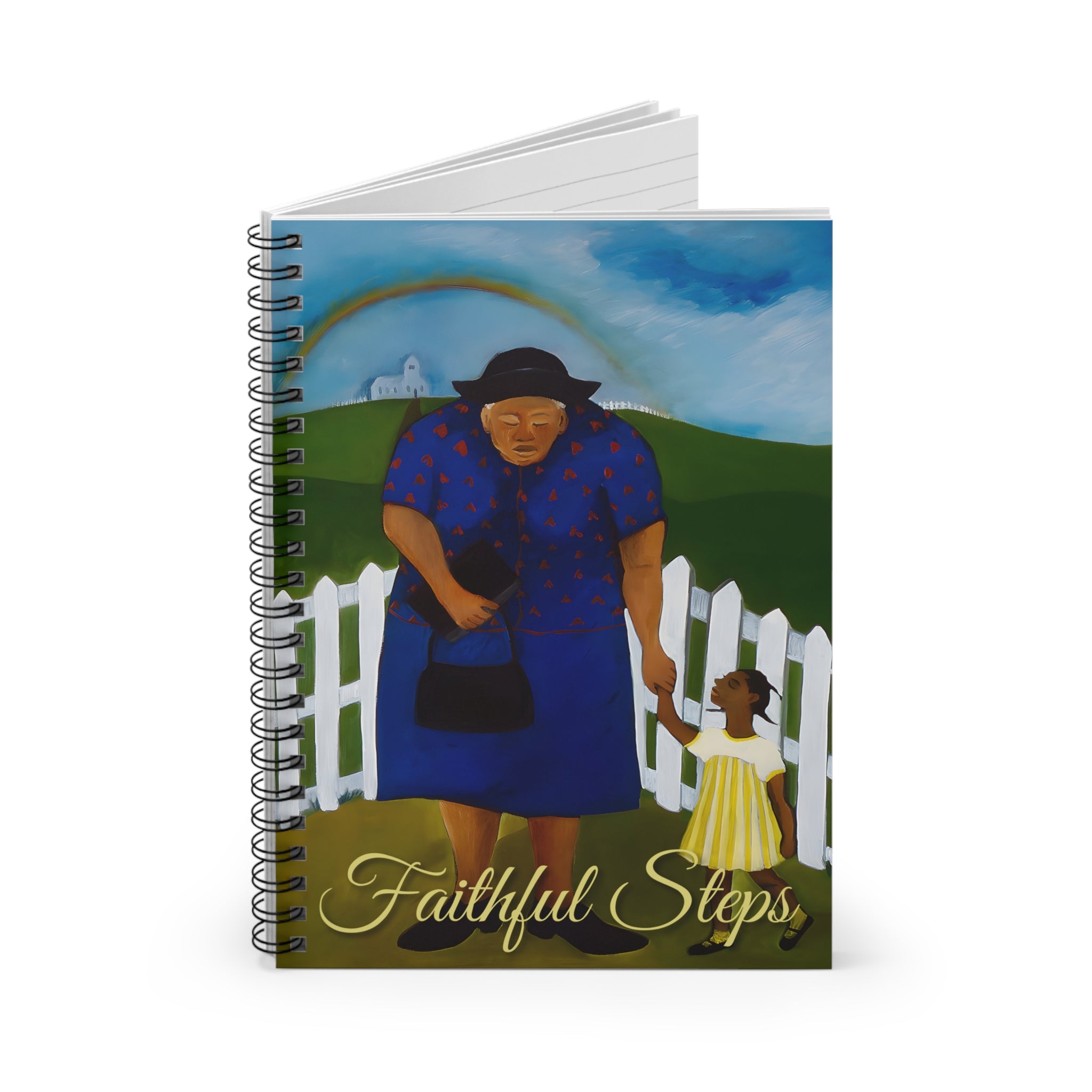 Goin' To Church Spiral Notebook | Black Church Art, Faith Journal, Ruled 6"x8"