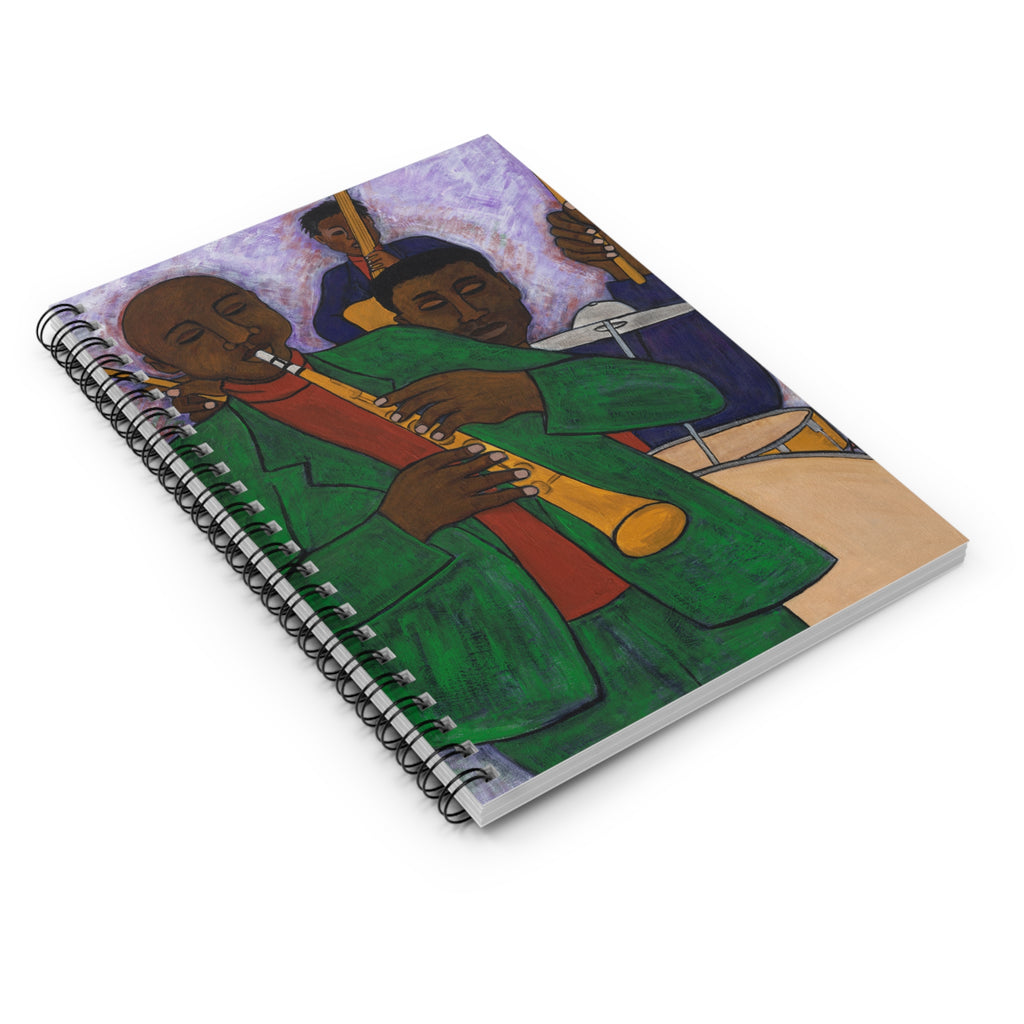 The Three Musicians Jazz Spiral Notebook | Black Music Art, Ruled Journal, 6"x8"