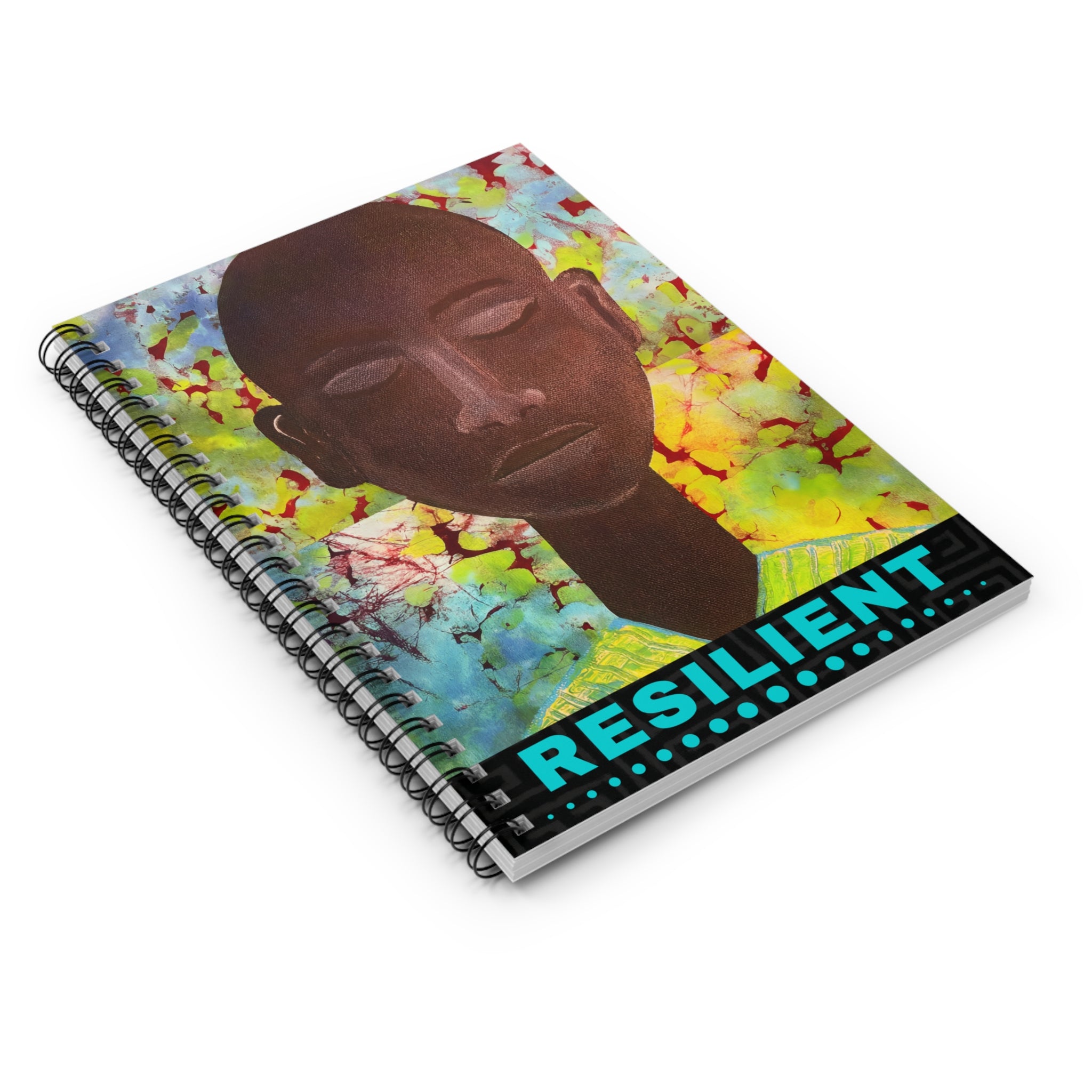 Resilient Afrocentric Spiral Notebook | Mixed Media Art Journal, Ruled 6"x8"