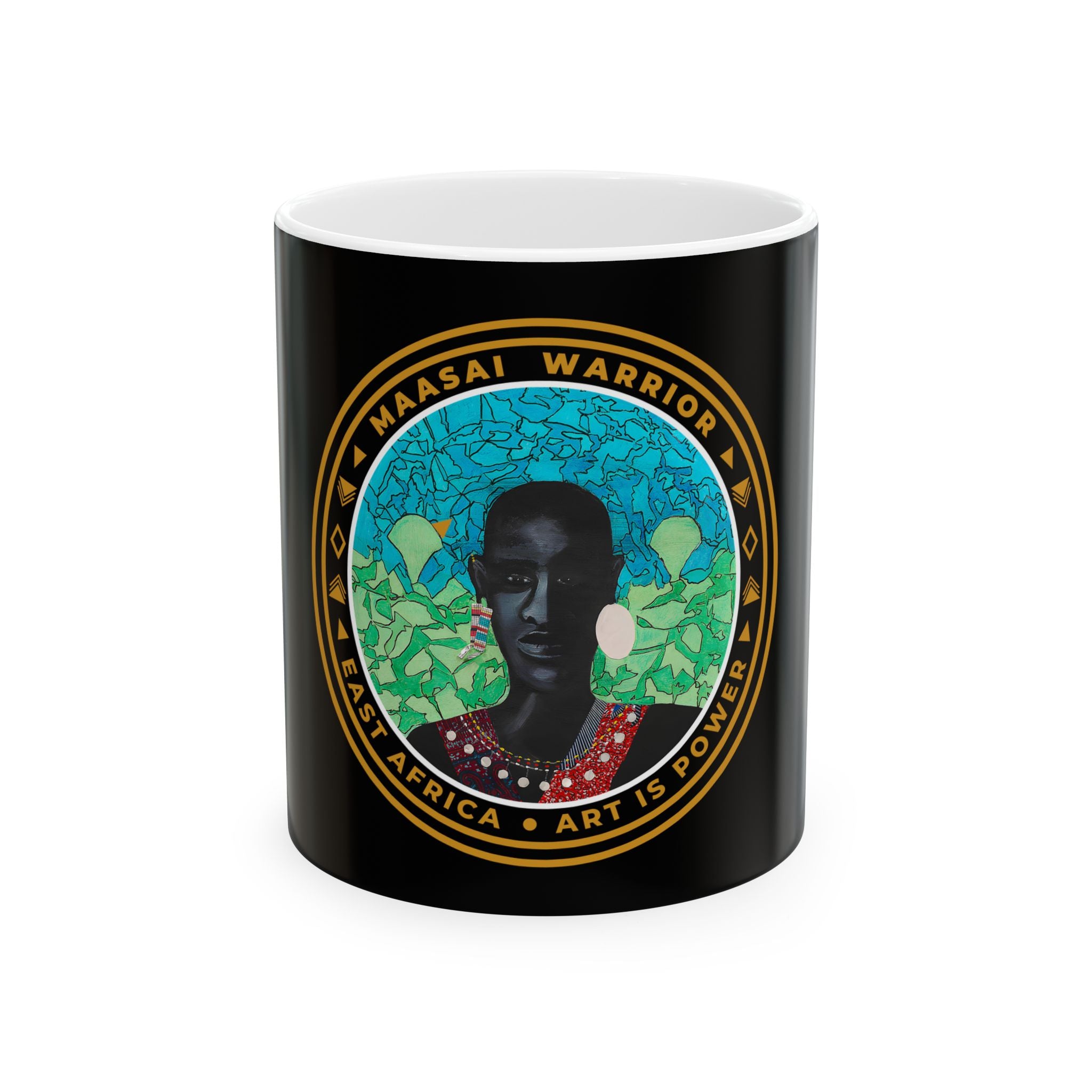 Maasai Warrior ceramic mug 11oz size reference — Art Is Power Vol. I by Inkwell Fine Art Prints