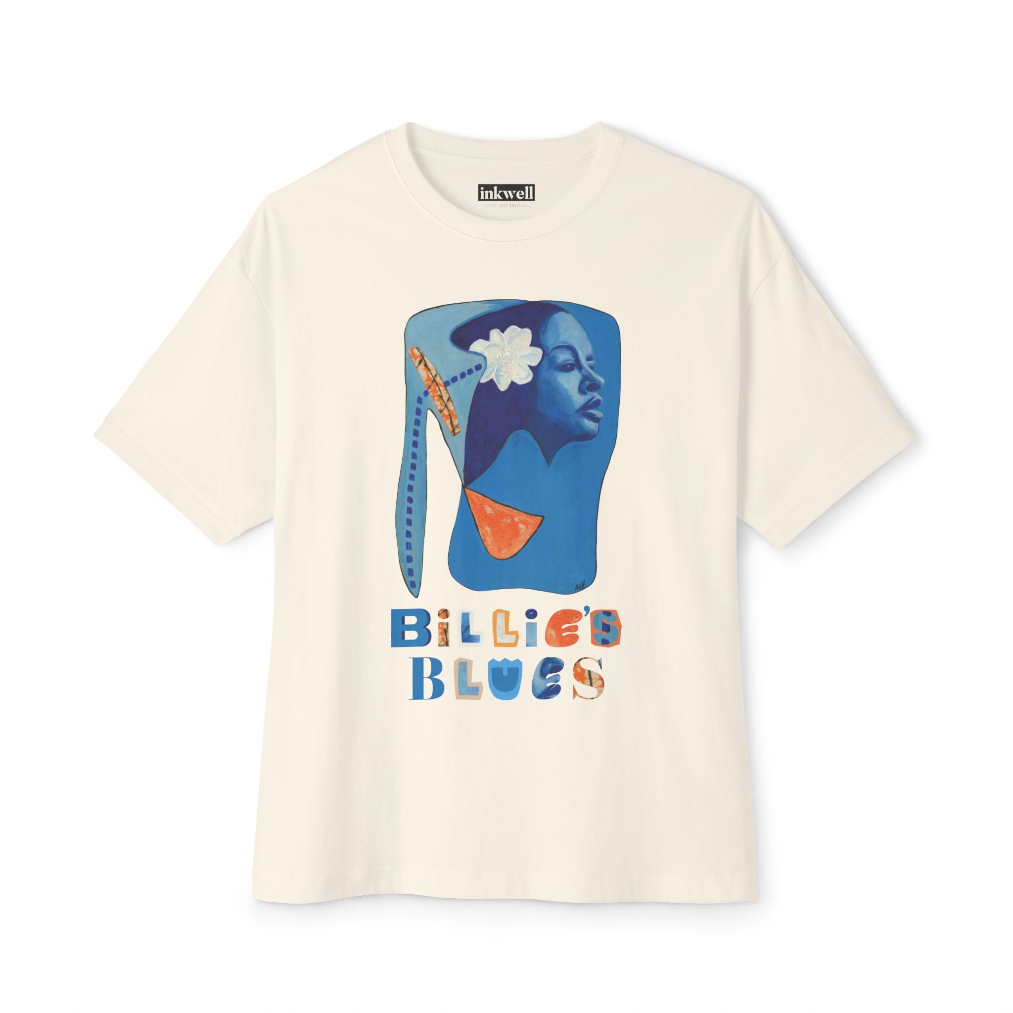 Billie's Blues tee product mockup — Art Is Power Vol. I | Inkwell Fine Art Prints