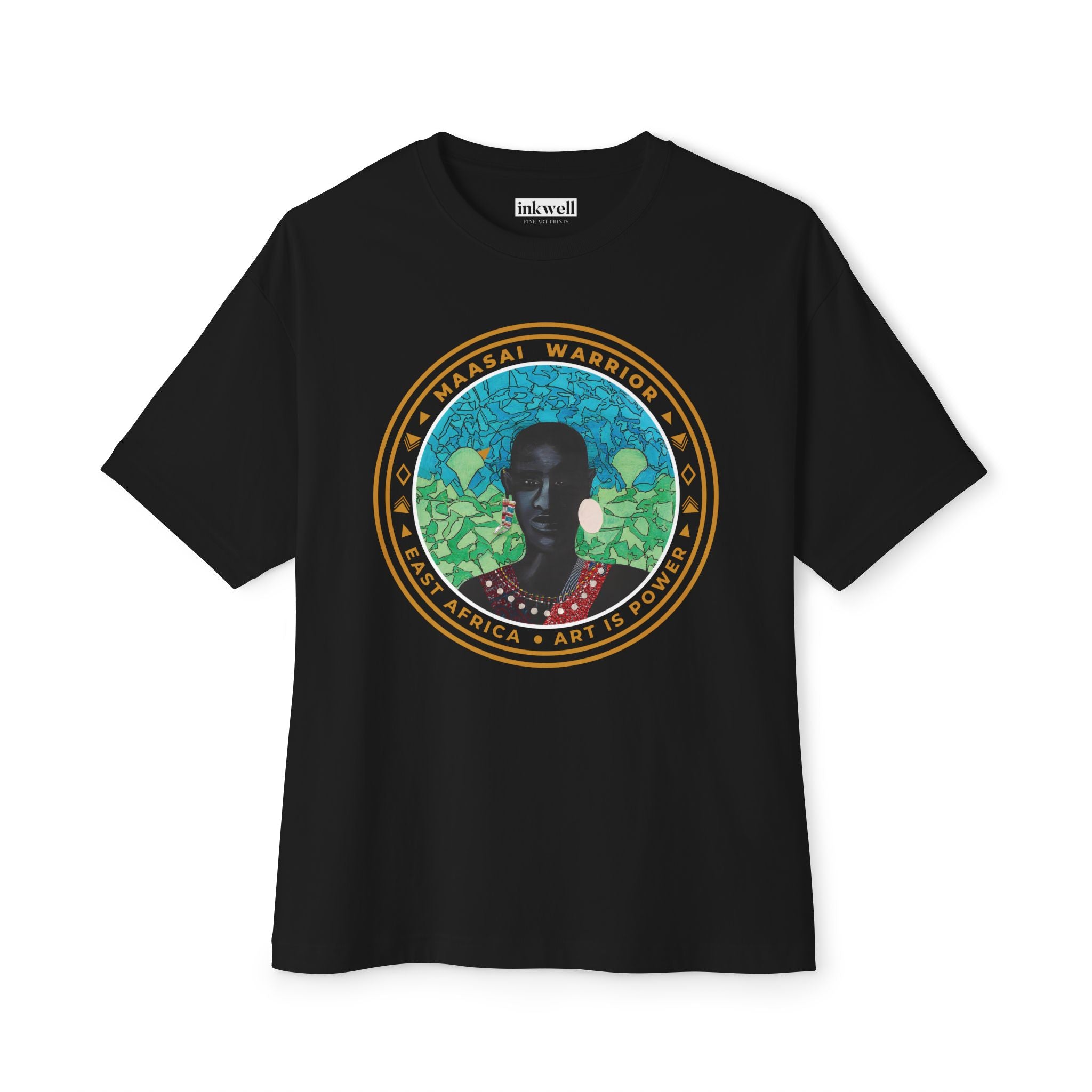 Maasai Warrior tee product mockup — Art Is Power Vol. I | Inkwell Fine Art Prints