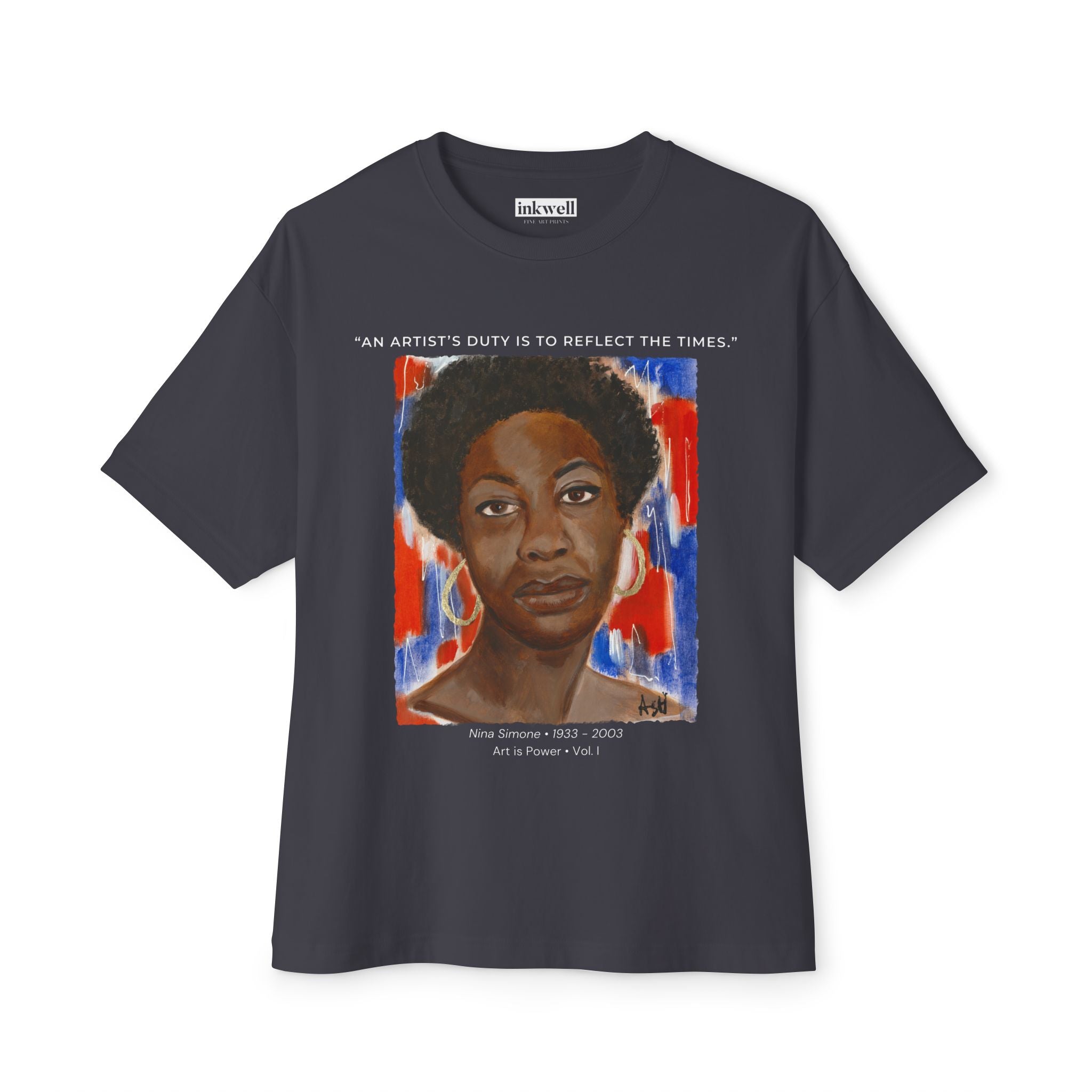 Nina Simone tribute tee product back reference — Art Is Power Vol. I | Inkwell Fine Art Prints