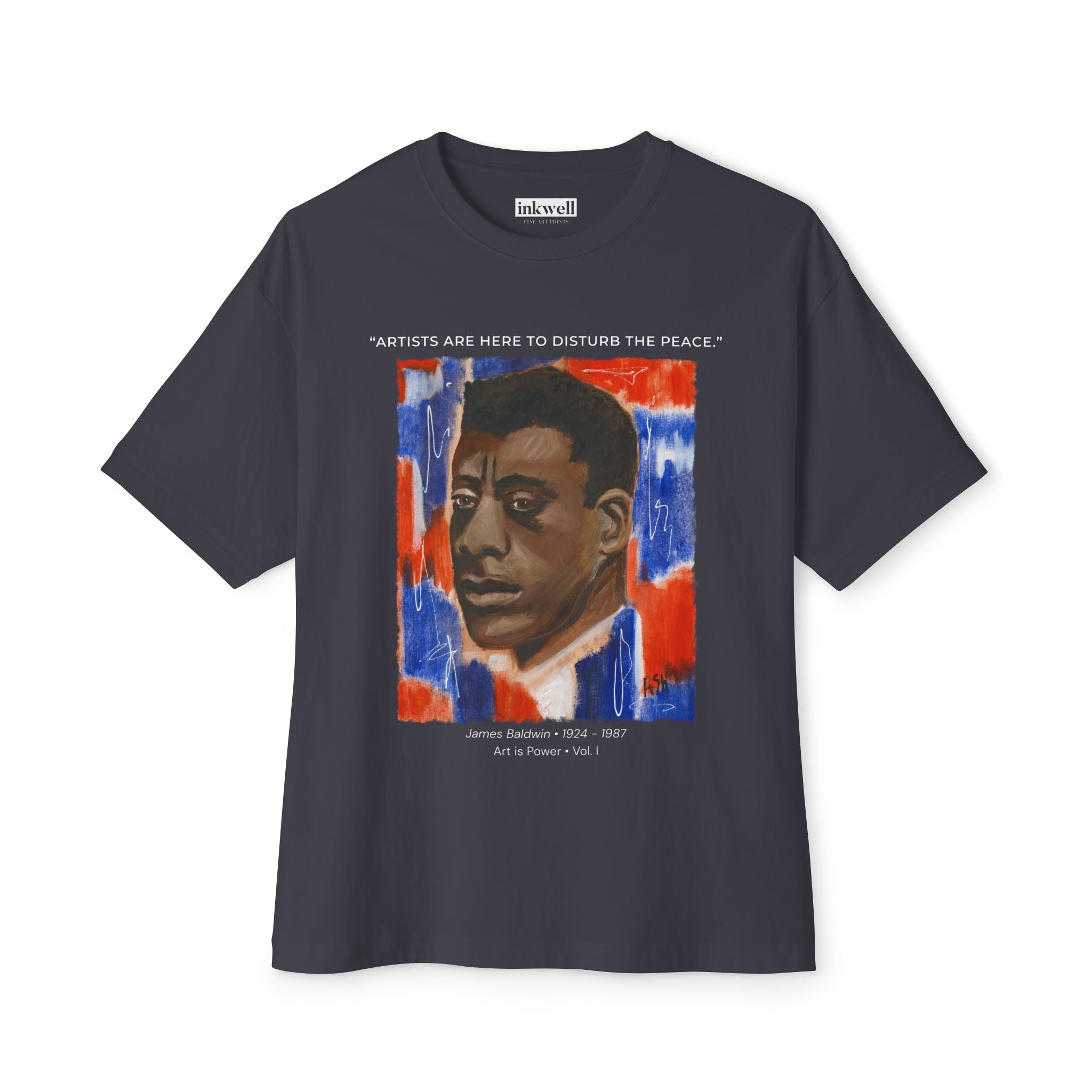 James Baldwin tee on-body product reference — Art Is Power Vol. I | Inkwell Fine Art Prints