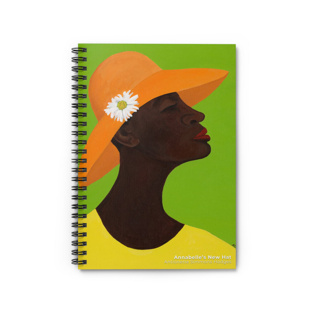 Orange Sun Hat Spiral Notebook | Black Woman Portrait Art, Lined Journal, 6"x8"