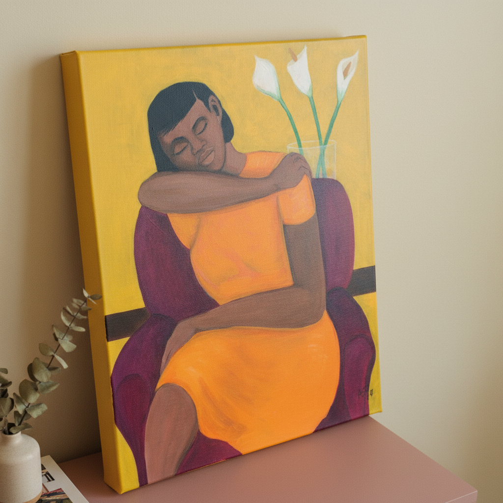 Relaxing Black Woman Art Print | African American Wall Decor