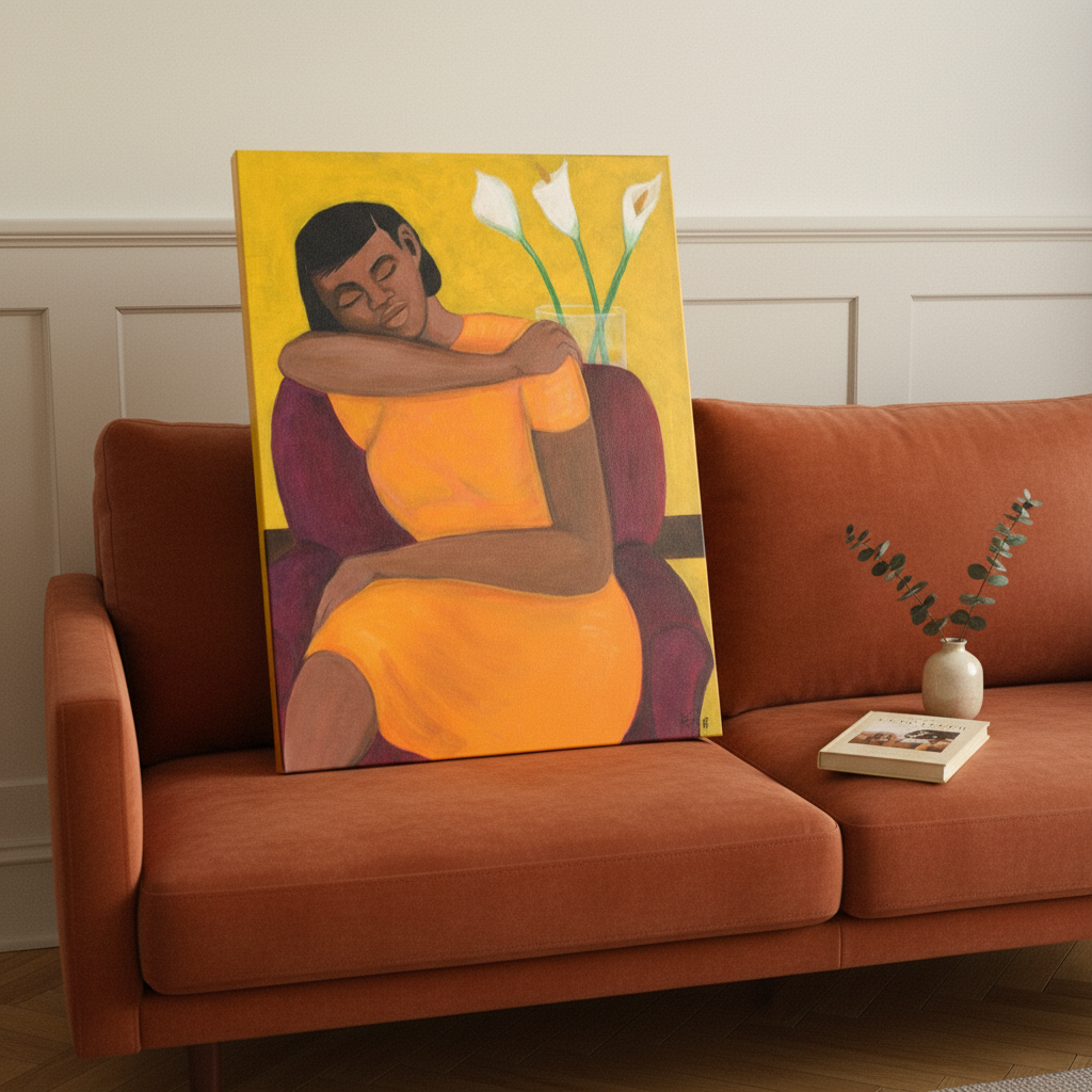 Relaxing Black Woman Art Print | African American Wall Decor