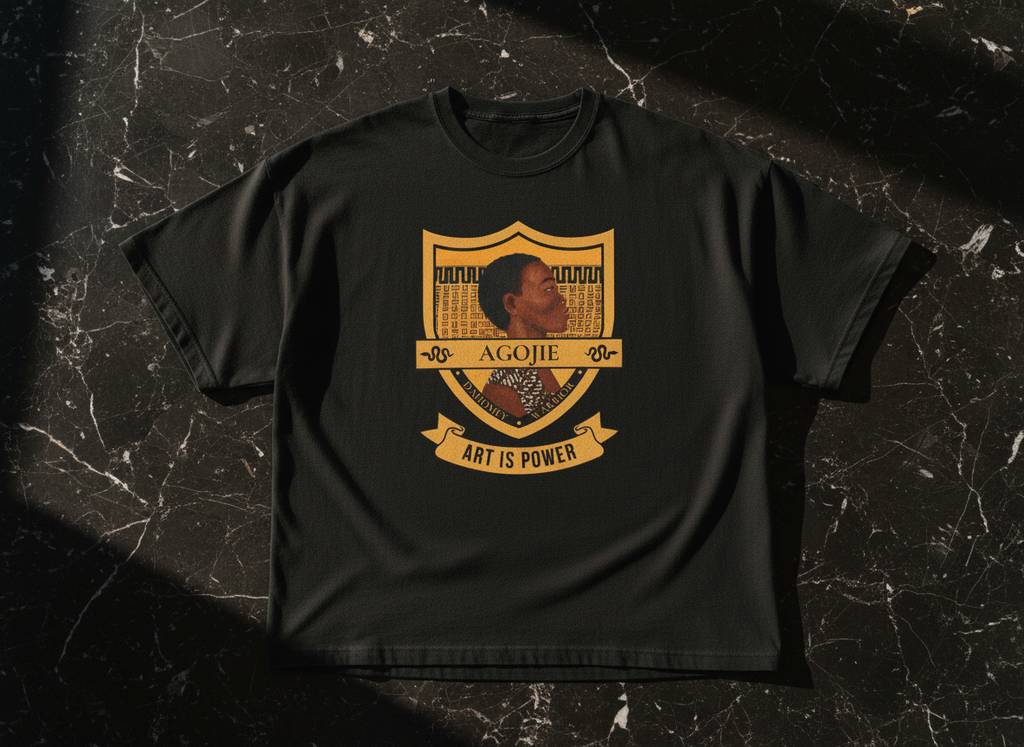 Dahomey Warrior tee Art Is Power flatlay — The Warrior Set — Art Is Power Vol. I | Inkwell Fine Art Prints